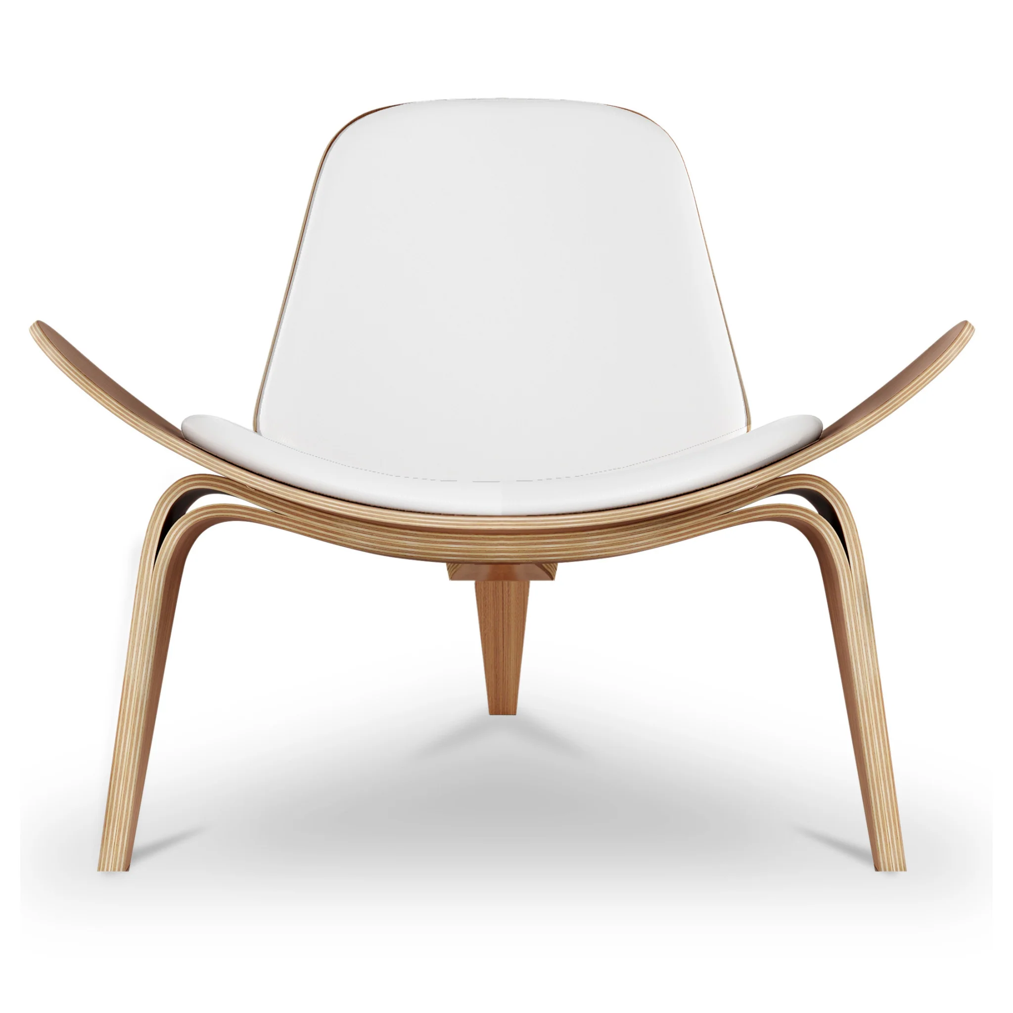 White and Brown Genuine Leather Lounge Chair By Homeroots - Image 2