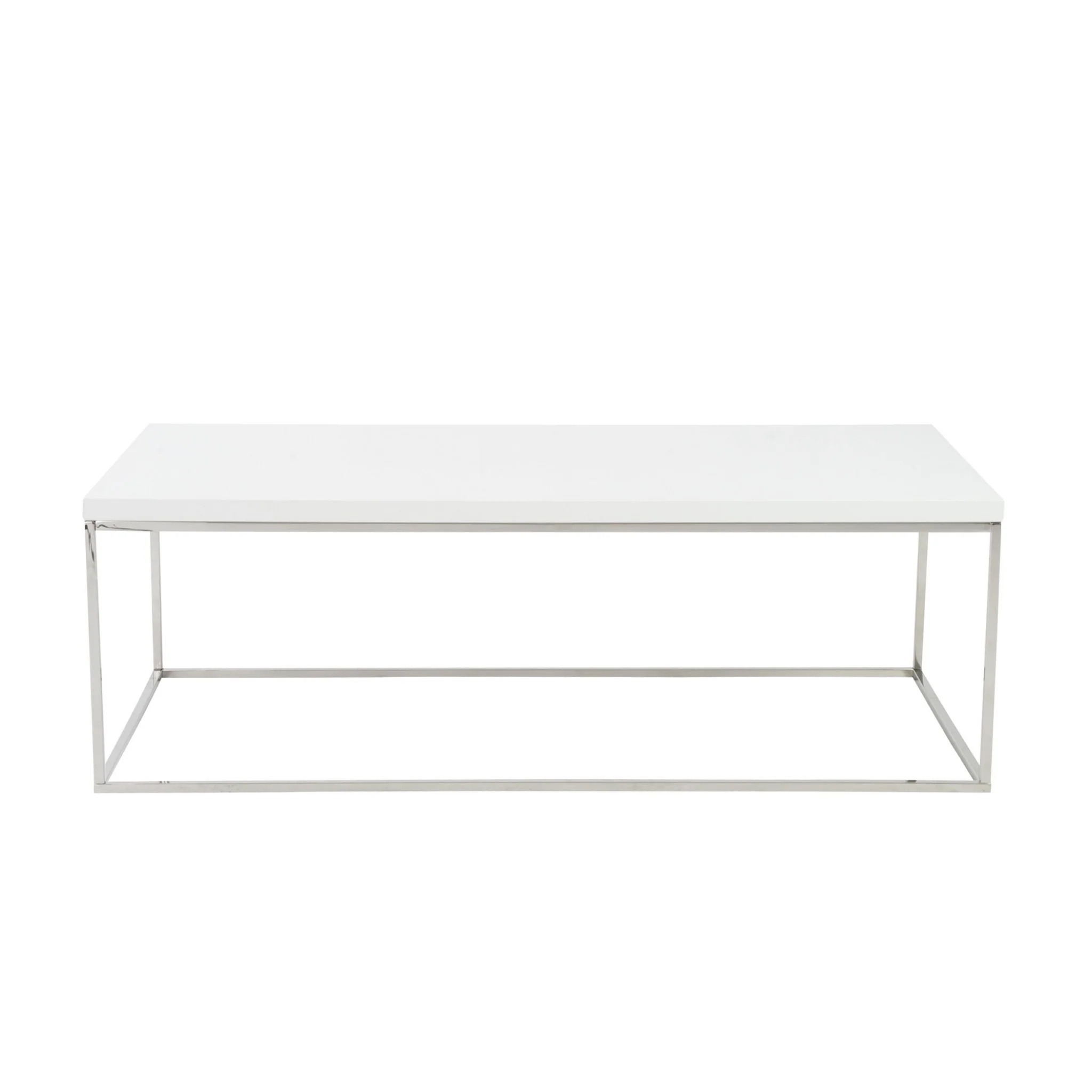 White and Chrome High Gloss Coffee Table By Homeroots