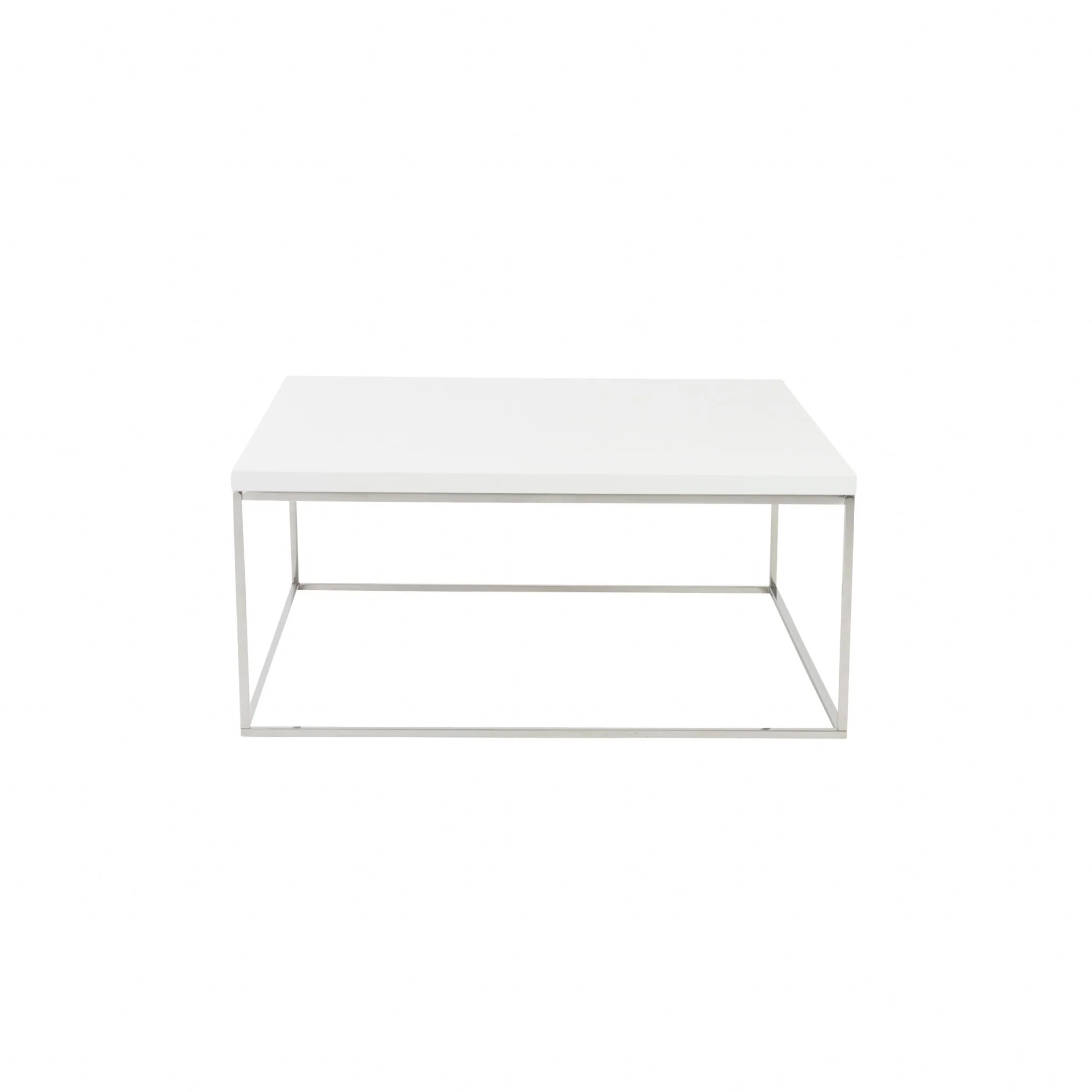 White and Chrome High Gloss Square Coffee Table By Homeroots