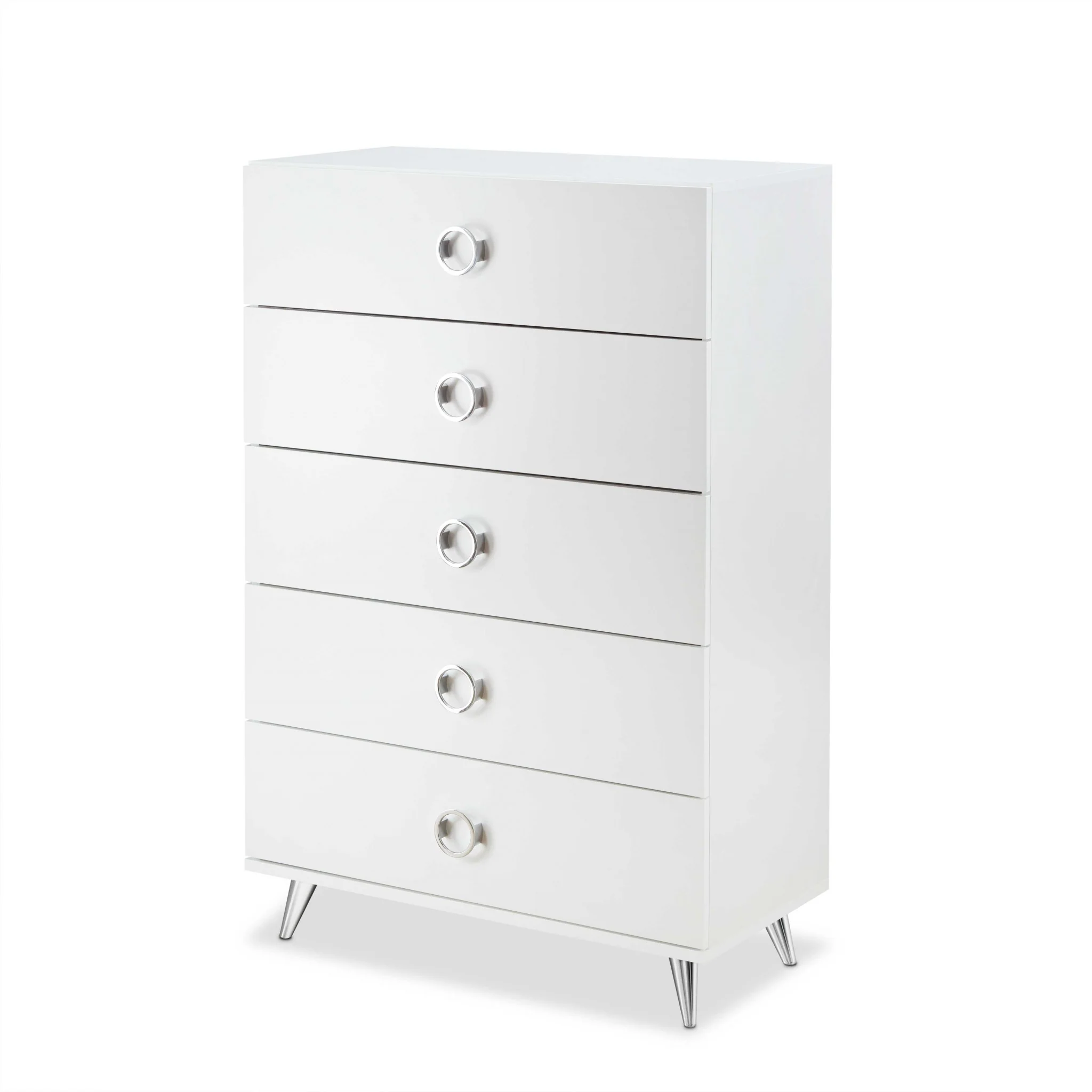 White And Chrome Particle Board Chest By Homeroots
