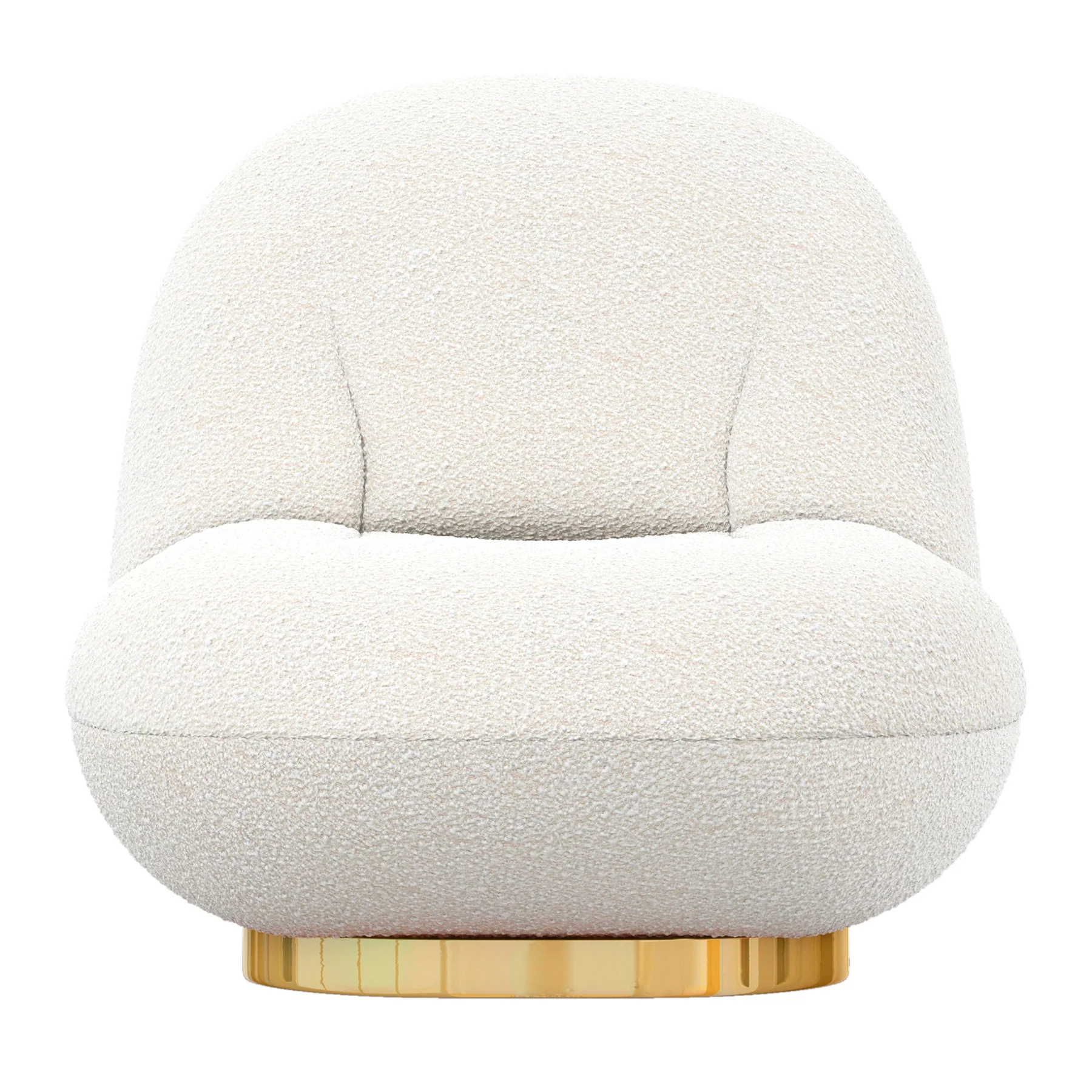 White and Gold Boucle Slipper Chair By Homeroots - Image 2