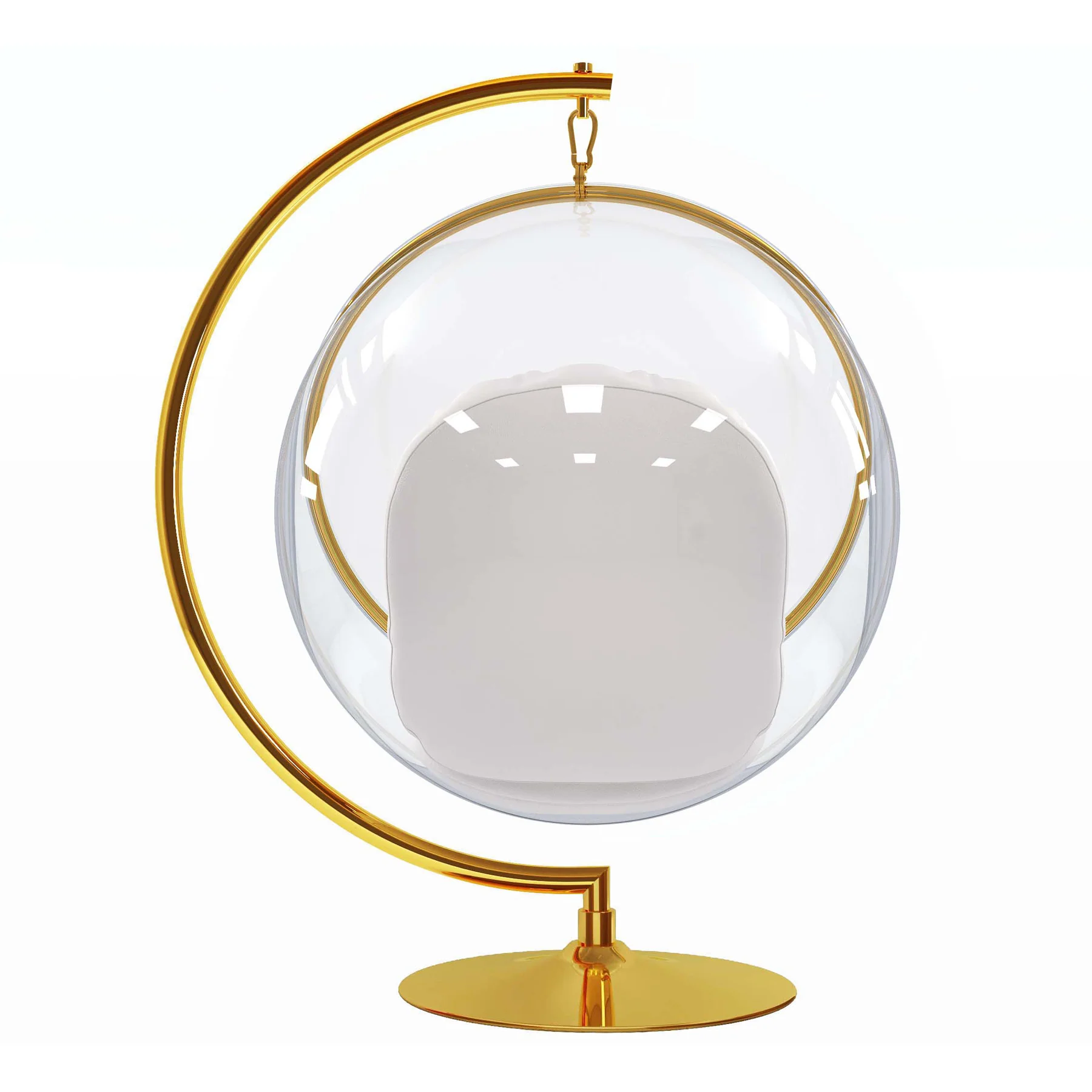 White and Gold Faux Leather Balloon Chair By Homeroots - Image 5