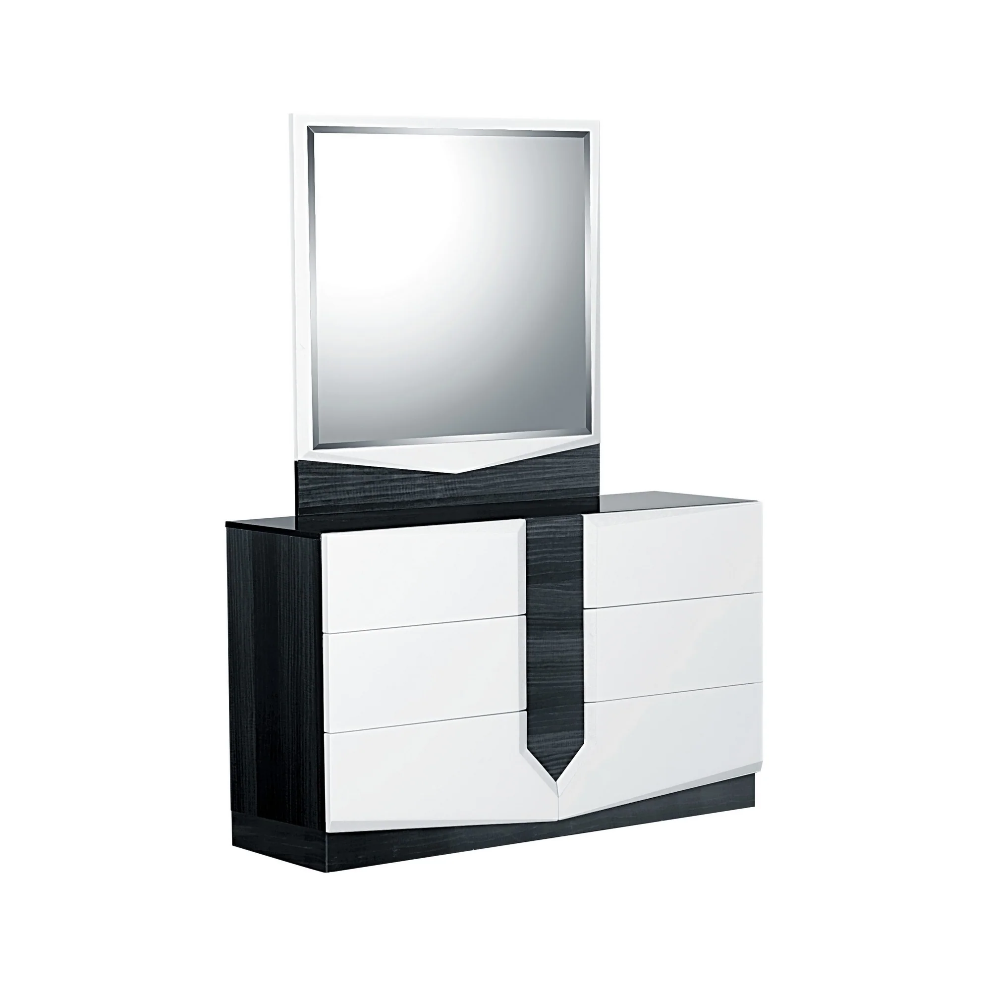 White and Grey Mirror with Rectangular Wood Trim By Homeroots - Image 2