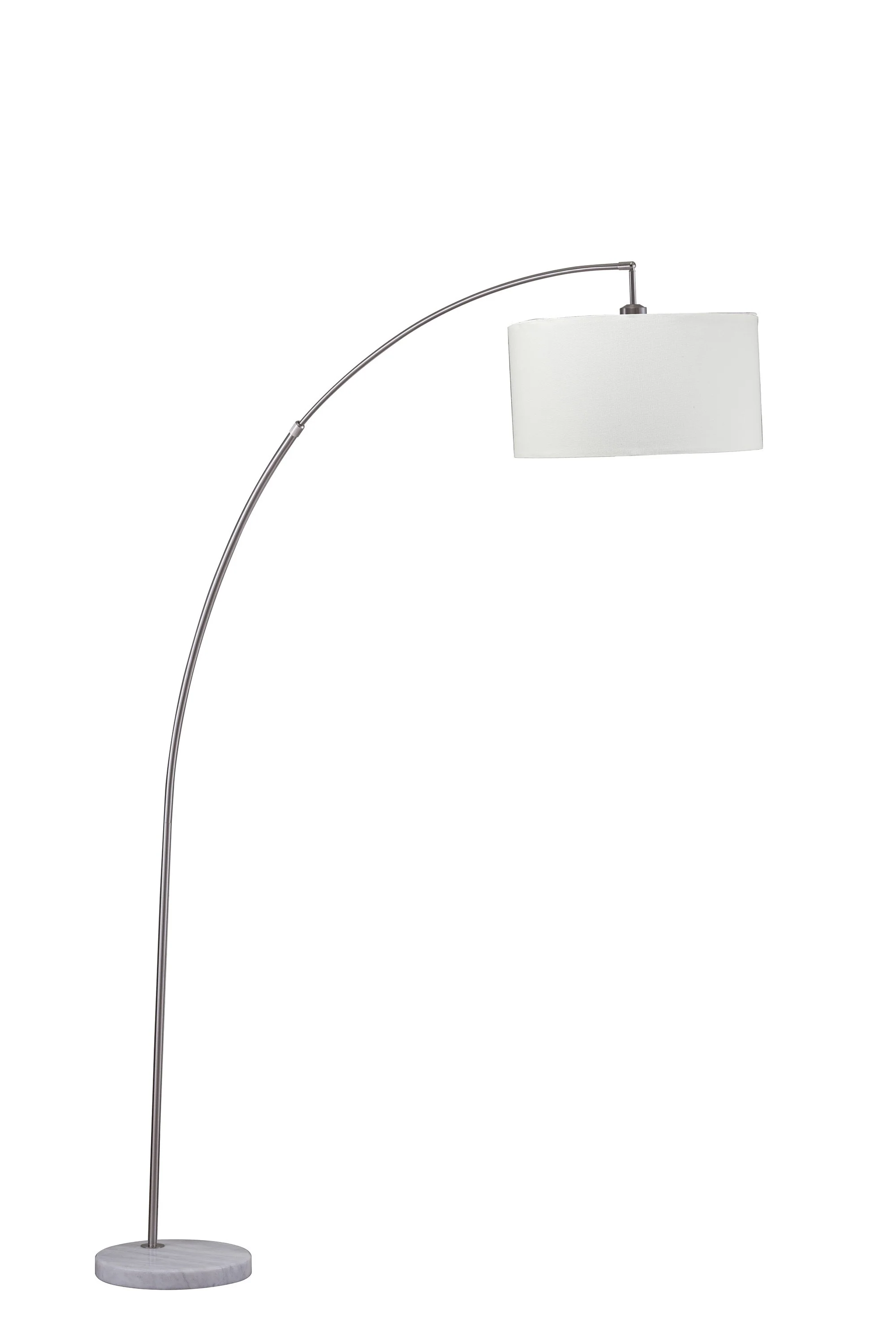 White And Silver Arc Floor Lamp With White Drum Shade By Homeroots