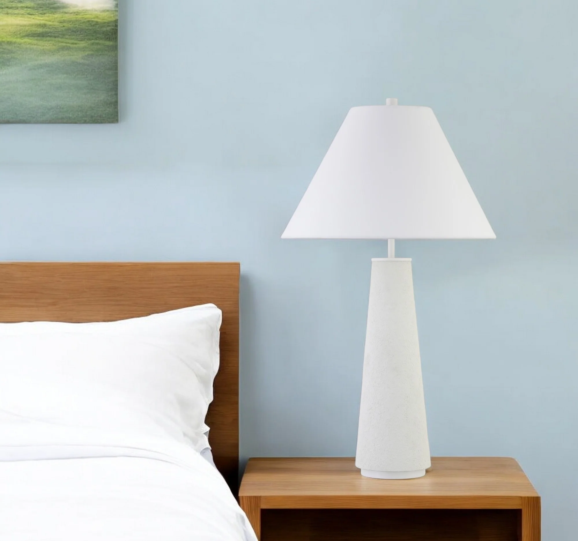 White Ceramic Table Lamp With White Cone Shade By Homeroots