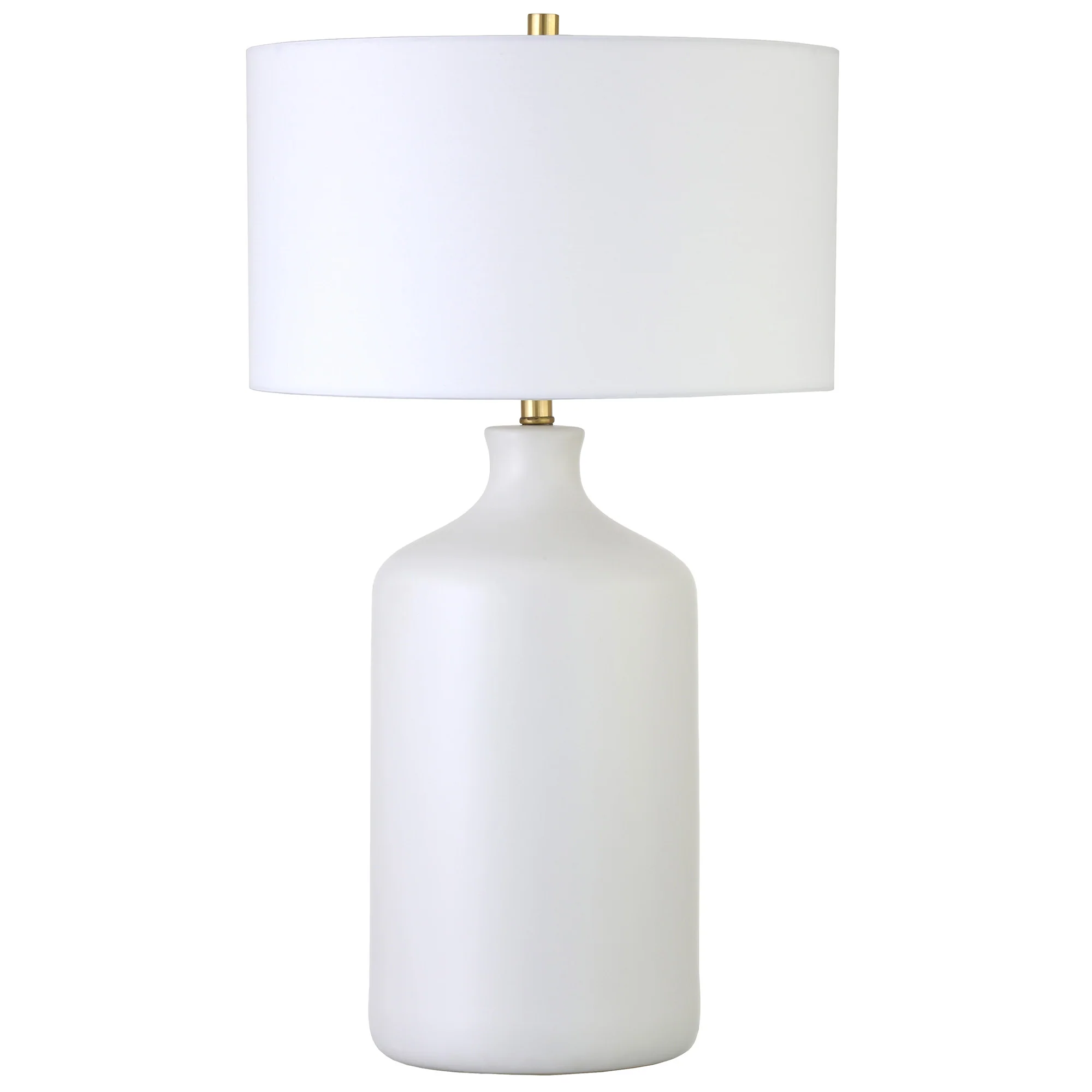 White Ceramic Table Lamp With White Drum Shade By Homeroots