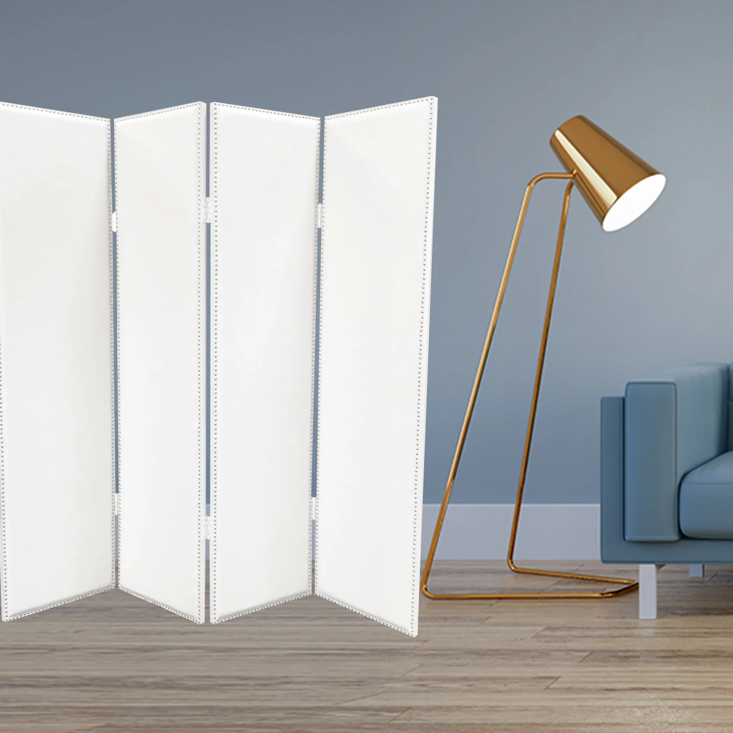 White Faux leather Screen By Homeroots