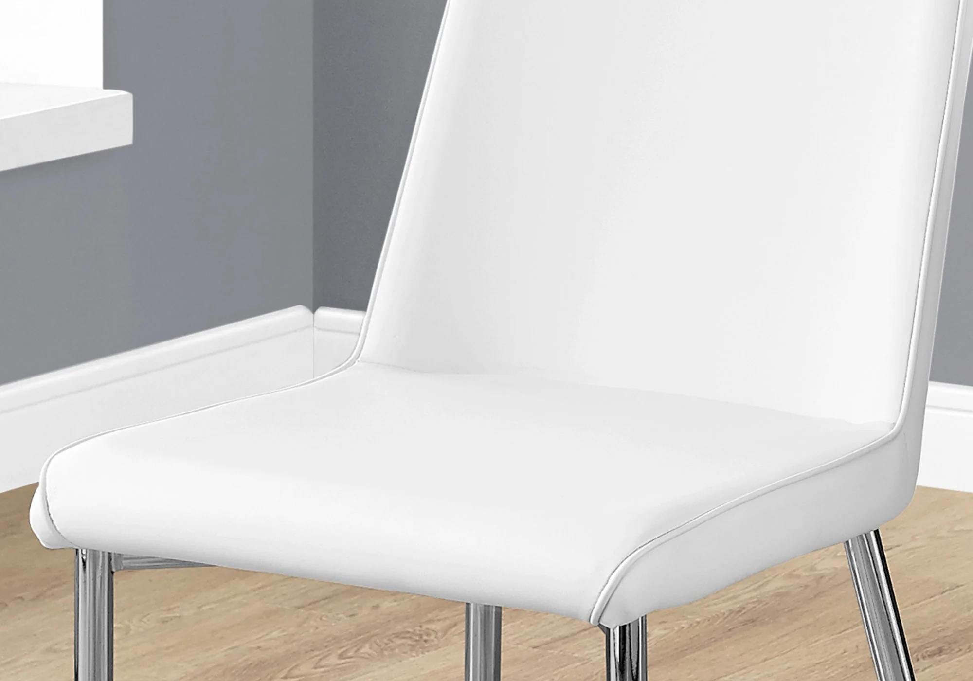 White Foam Metal Leather Look Dining Chairs 2Pcs By Homeroots - 332575