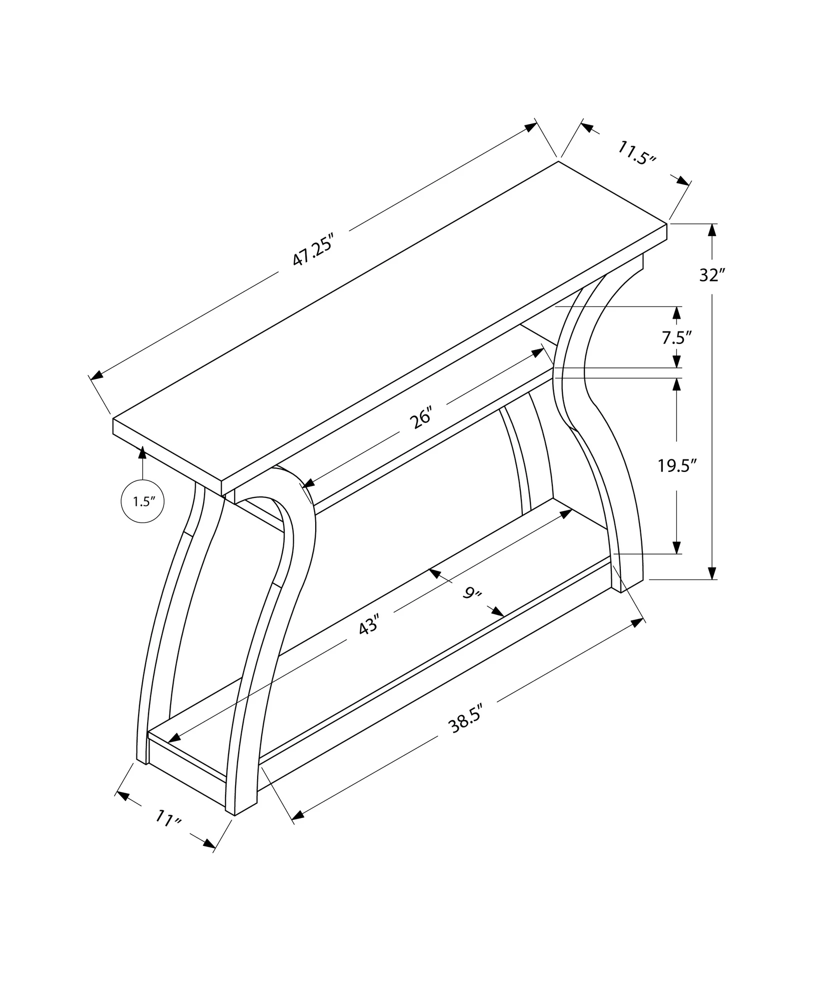 White Hollow Core Particle Board Accent Table By Homeroots - Image 3