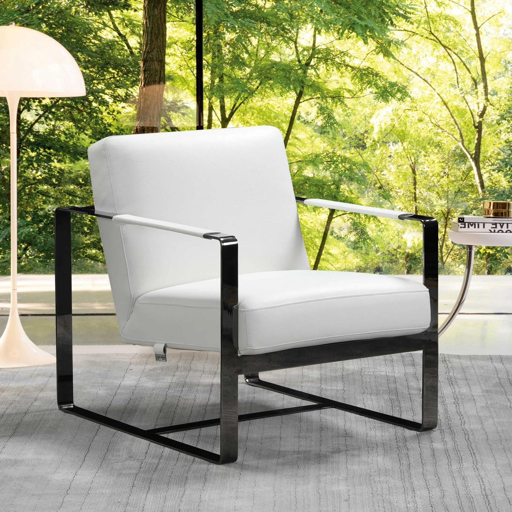 White Leather Accent Chair By Homeroots - 370417