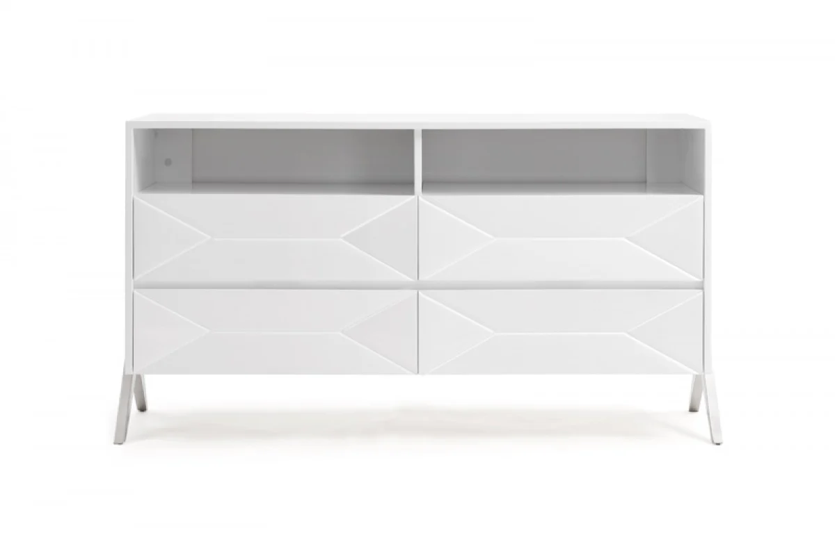 White Manufactured Wood Four Drawer Double Dresser By Homeroots