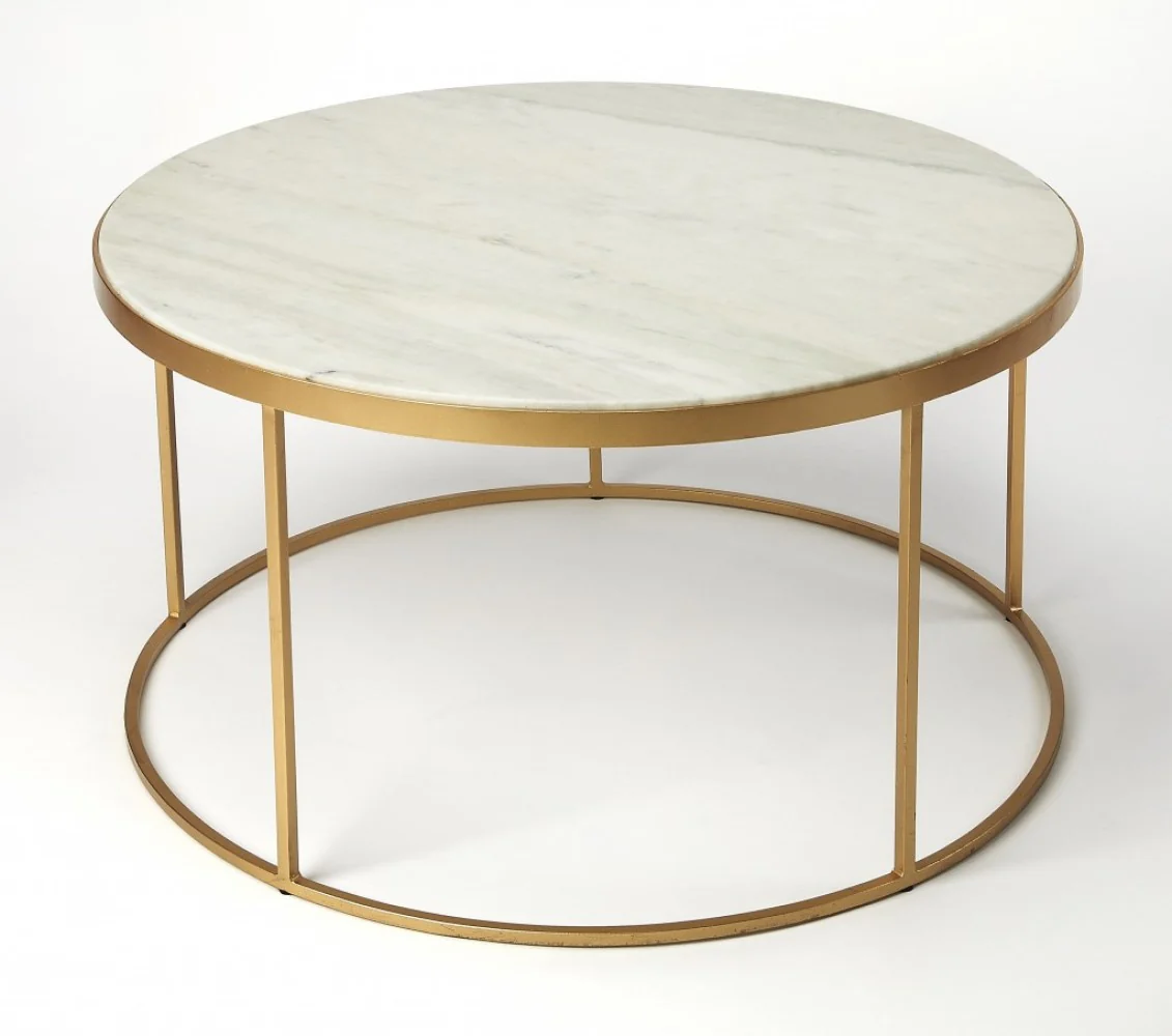 White Marble Coffee Table By Homeroots - 389941
