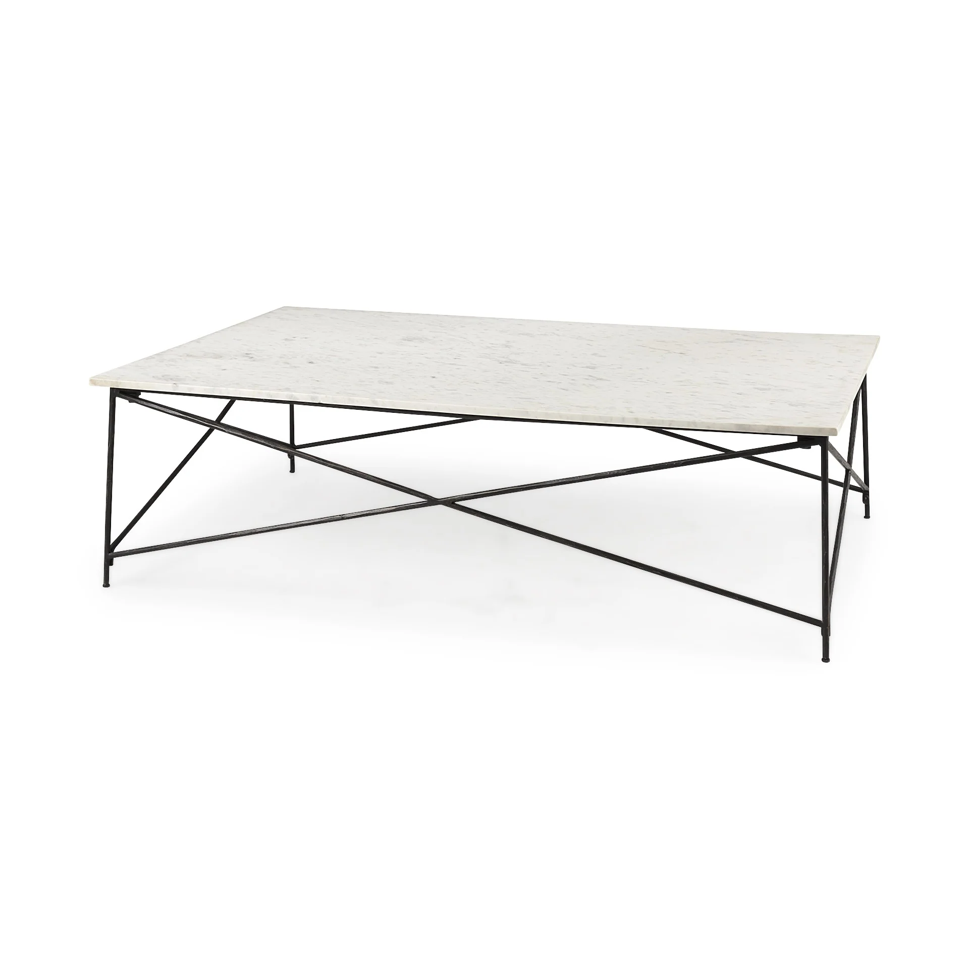 White Marble Criss Cross Base Coffee Table By Homeroots