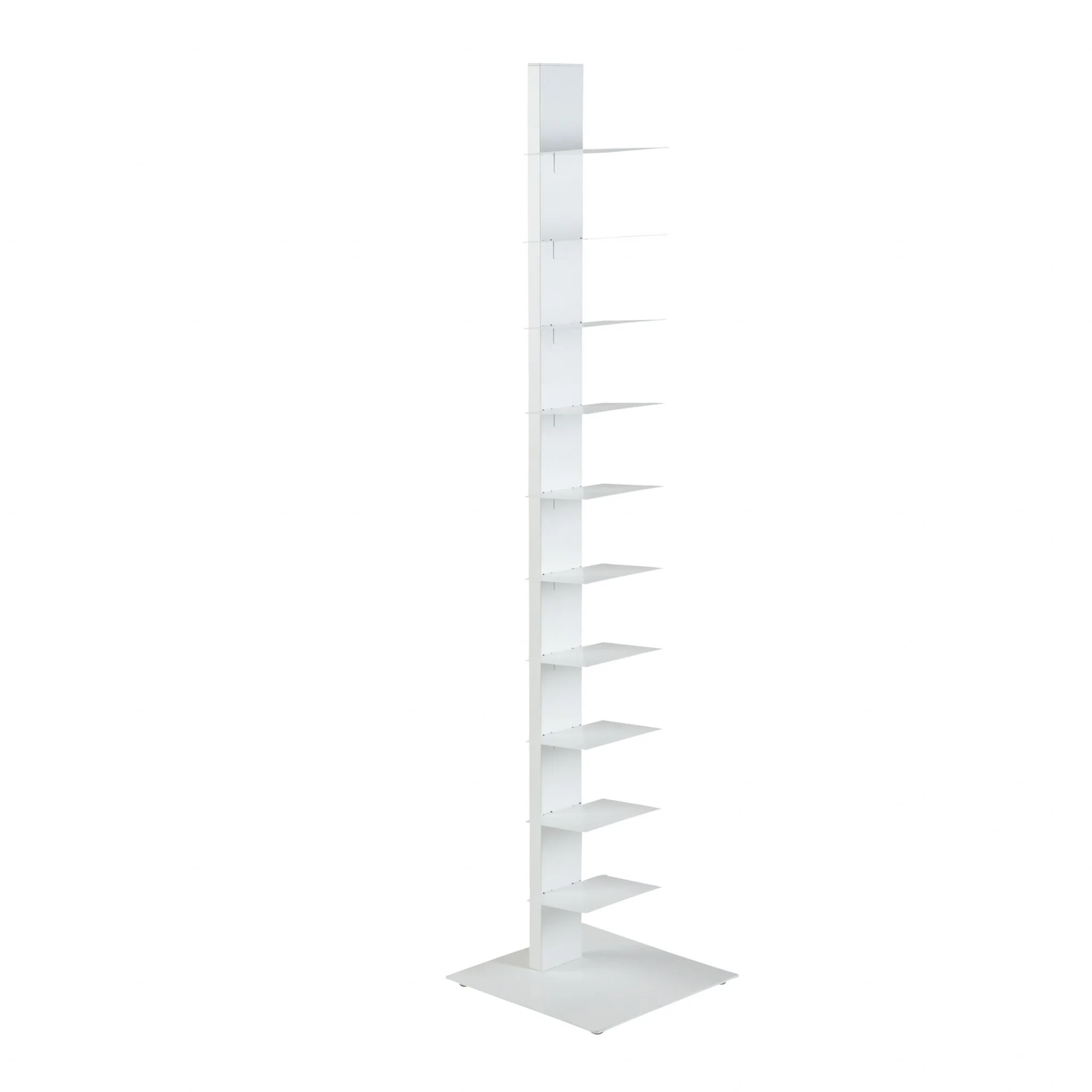 White Metal Ten Shelf Modern Tower Bookcase By Homeroots - Image 3