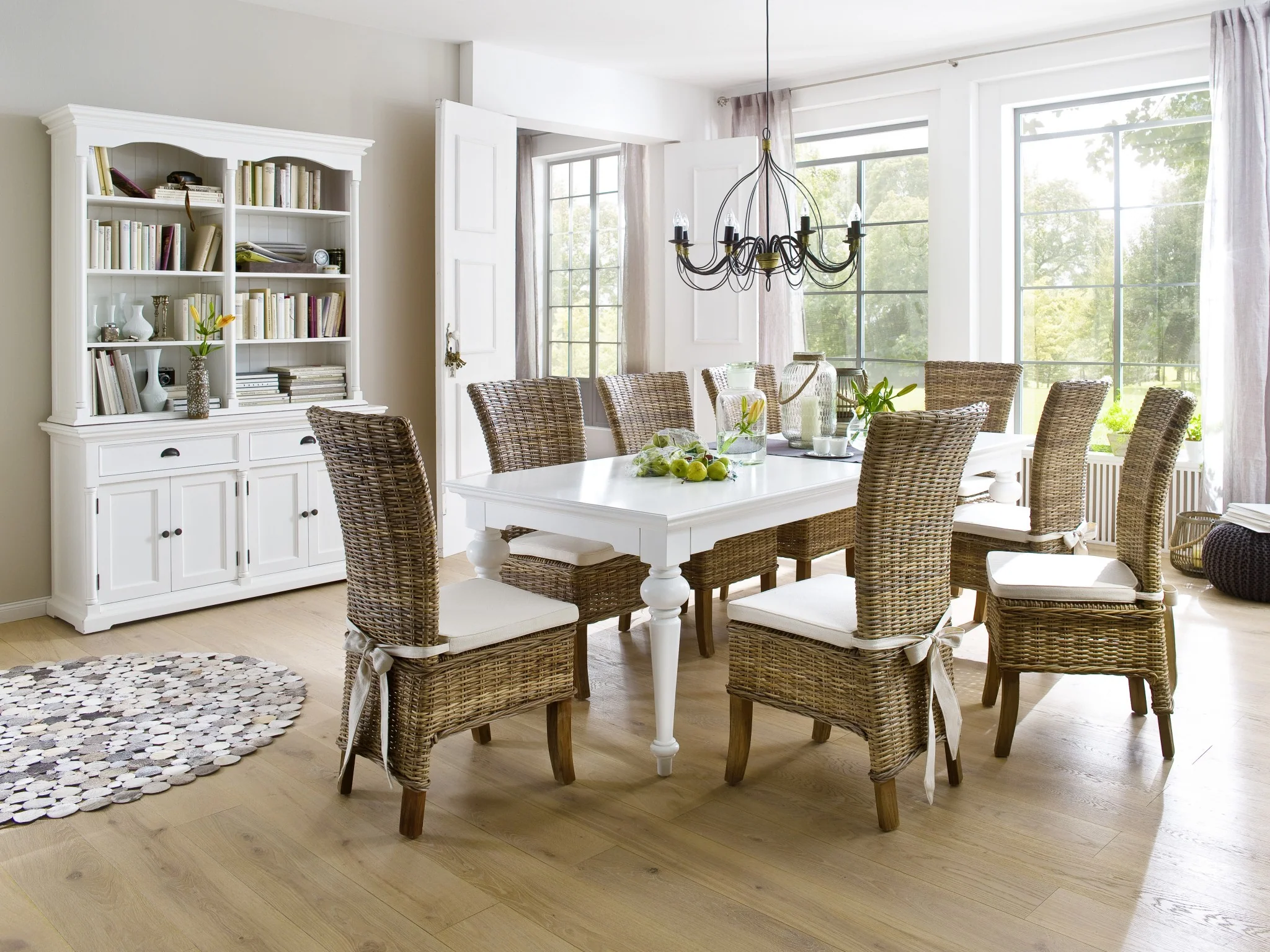 White Modern Farmhouse 94" Dining Table By Homeroots