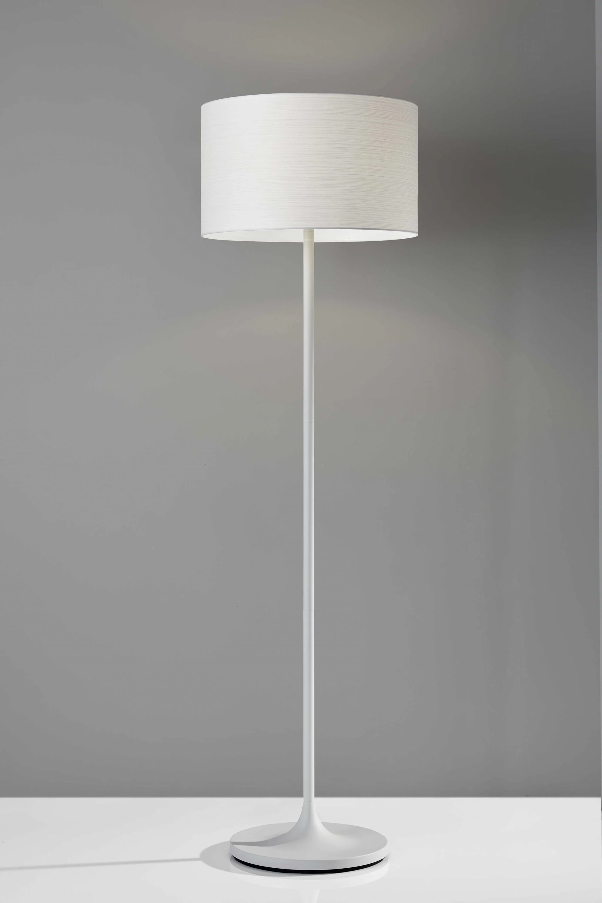 White on White Metal Floor Lamp By Homeroots