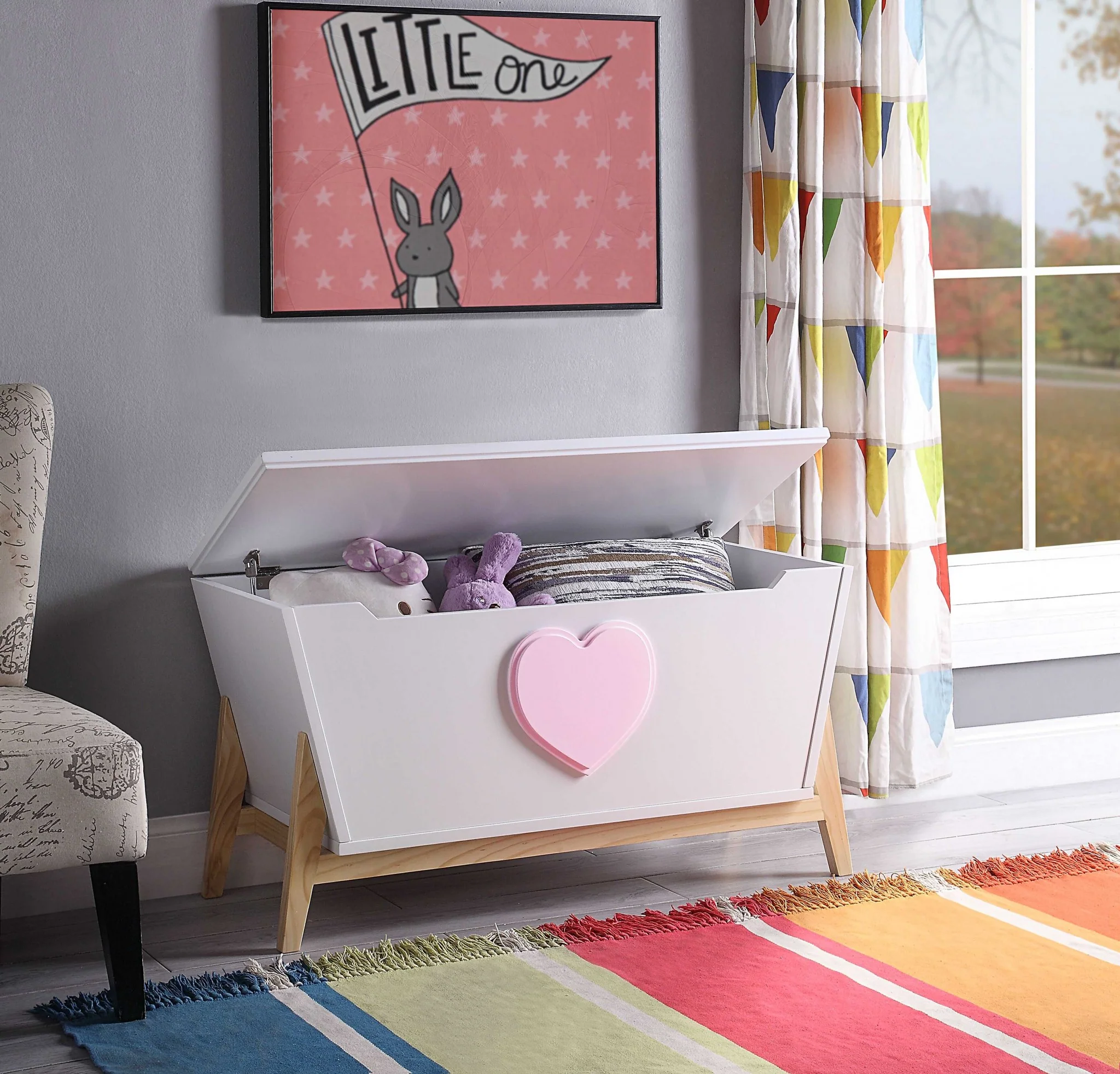 White Pink Wood Youth Chest By Homeroots