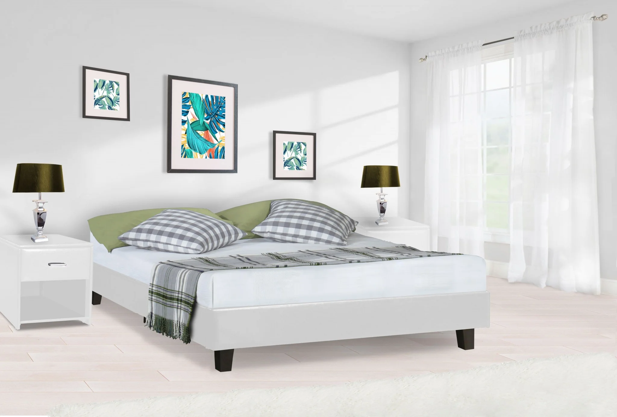 White Platform King Bed By Homeroots - 397008