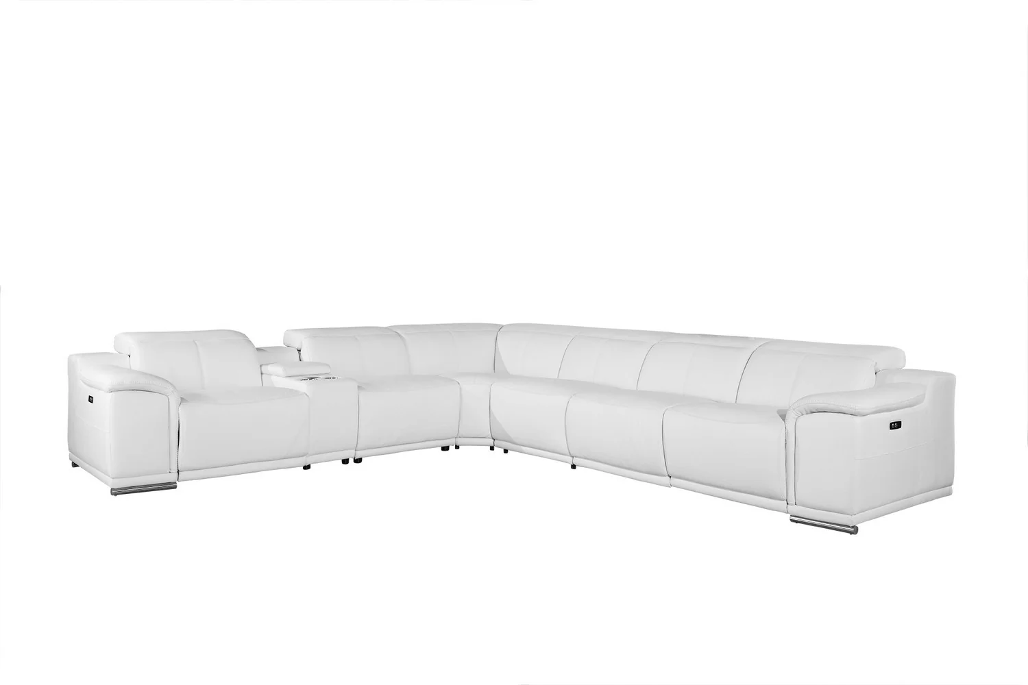 White Power Reclining 7PC Sectional By Homeroots - Image 2