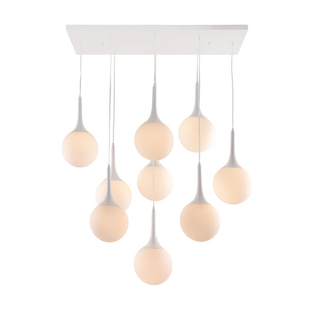White Shaded Nine Light Metal Dimmable Ceiling Light By Homeroots