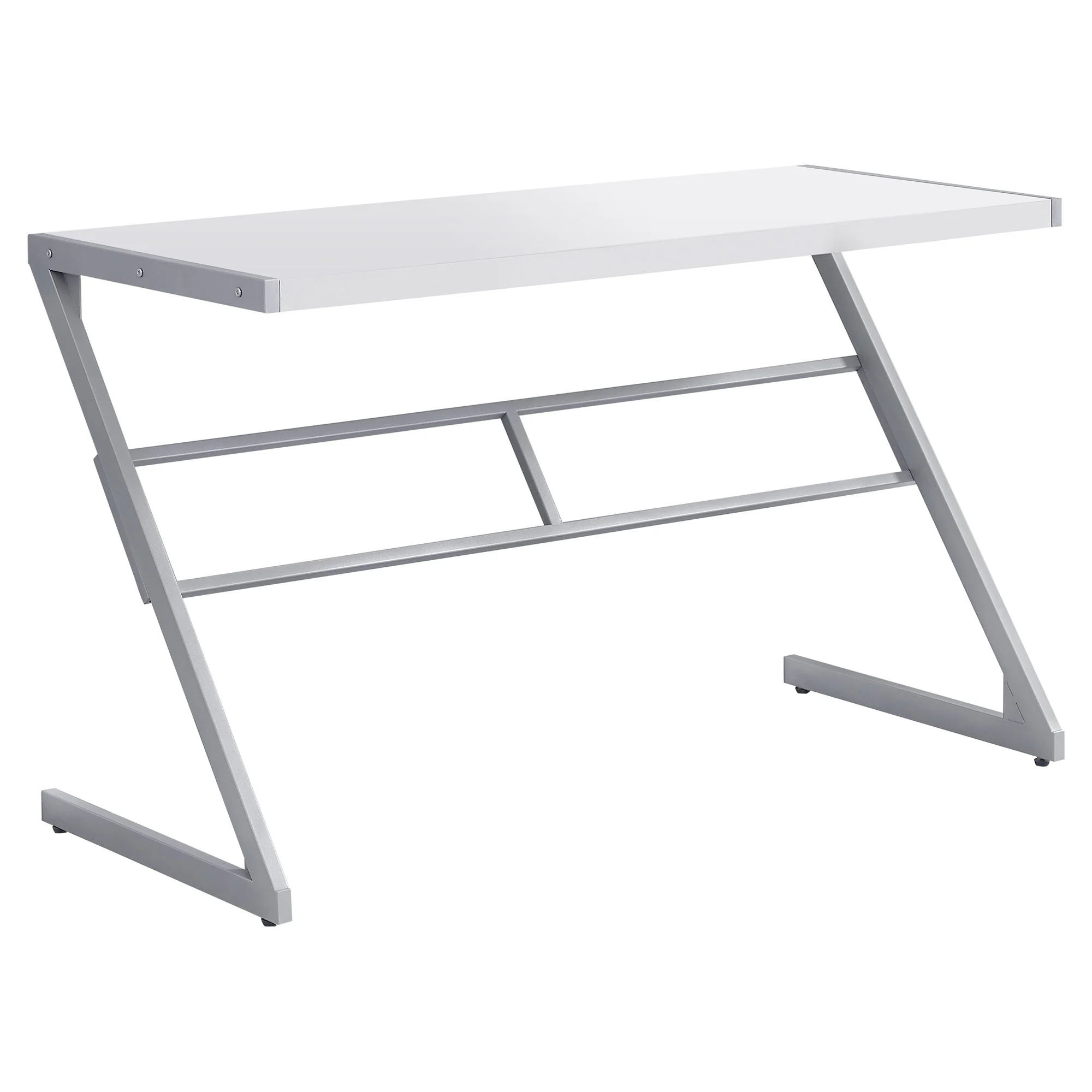White Silver Mdf Metal Computer Desk By Homeroots