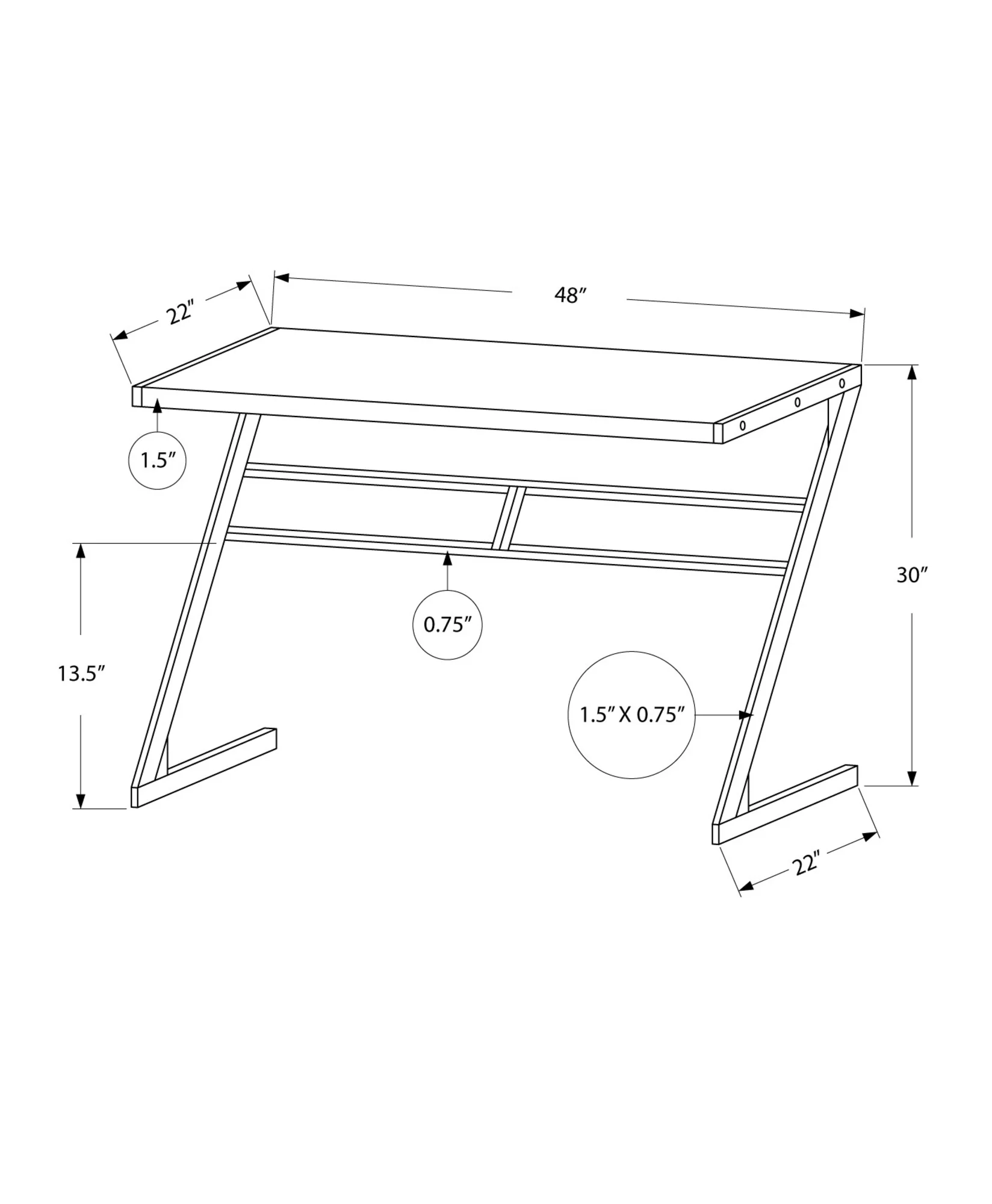 White Silver Mdf Metal Computer Desk By Homeroots - Image 11
