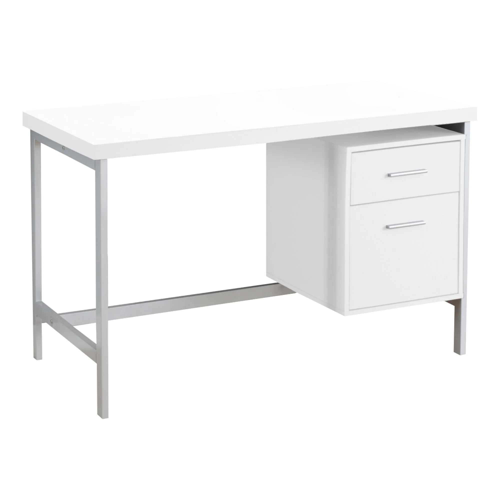 White Silver Particle Board Hollow Core Metal Computer Desk By Homeroots