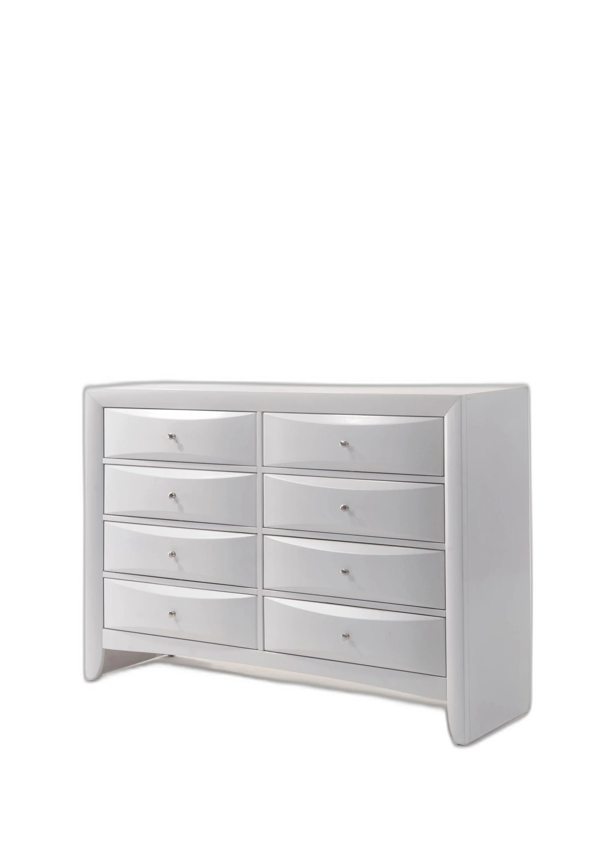 White Solid and Manufactured Wood Eight Drawer Double Dresser By Homeroots