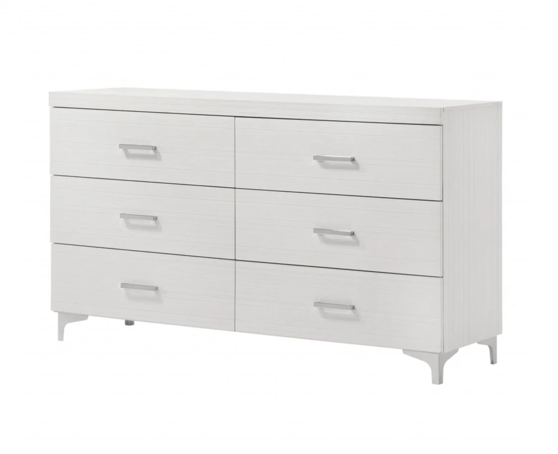 White Solid and Manufactured Wood Six Drawer Double Dresser By Homeroots