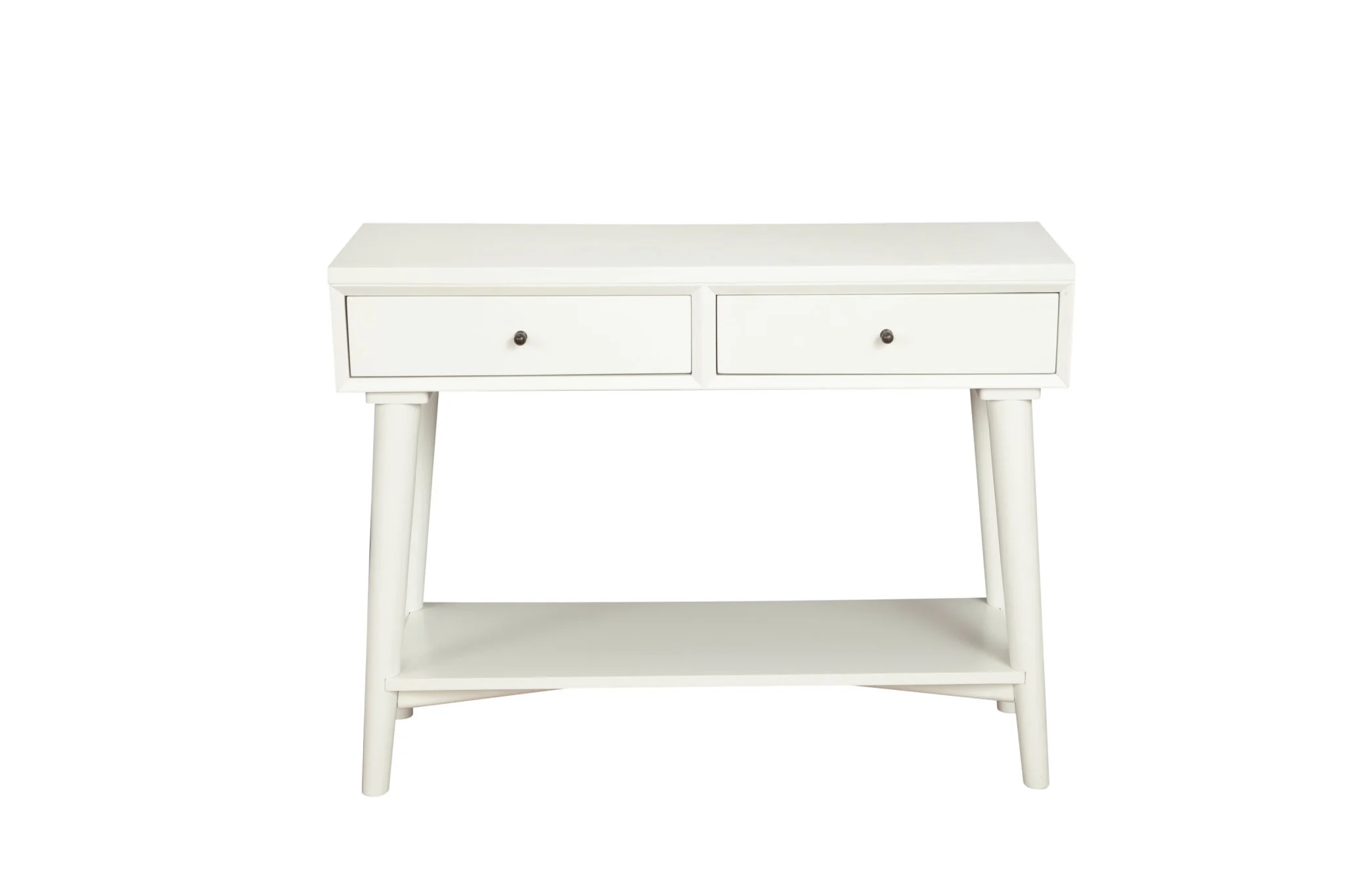 White Solid Wood Console Table With Shelves And Drawers By Homeroots