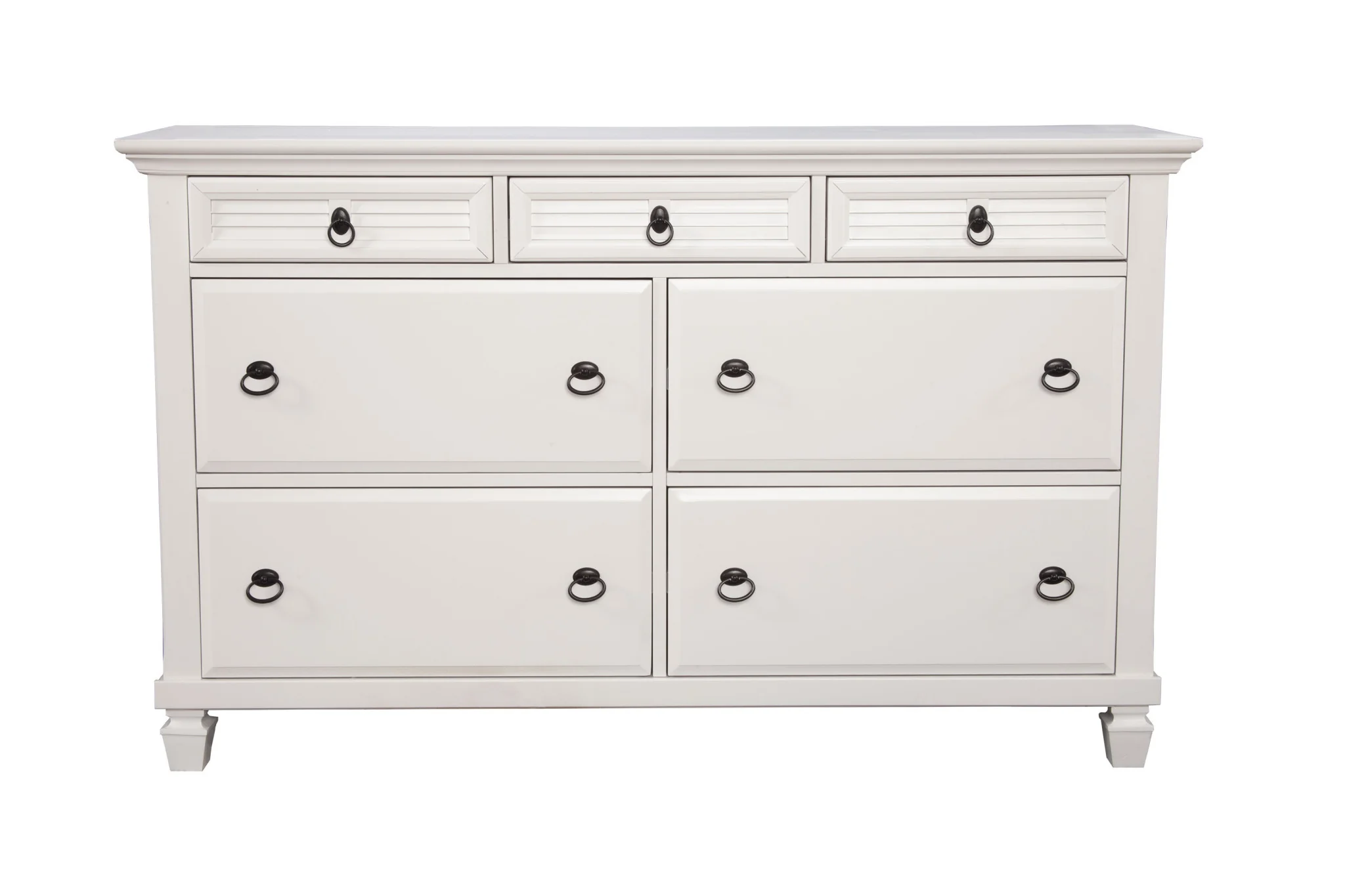 White Solid Wood Seven Drawer Double Dresser By Homeroots