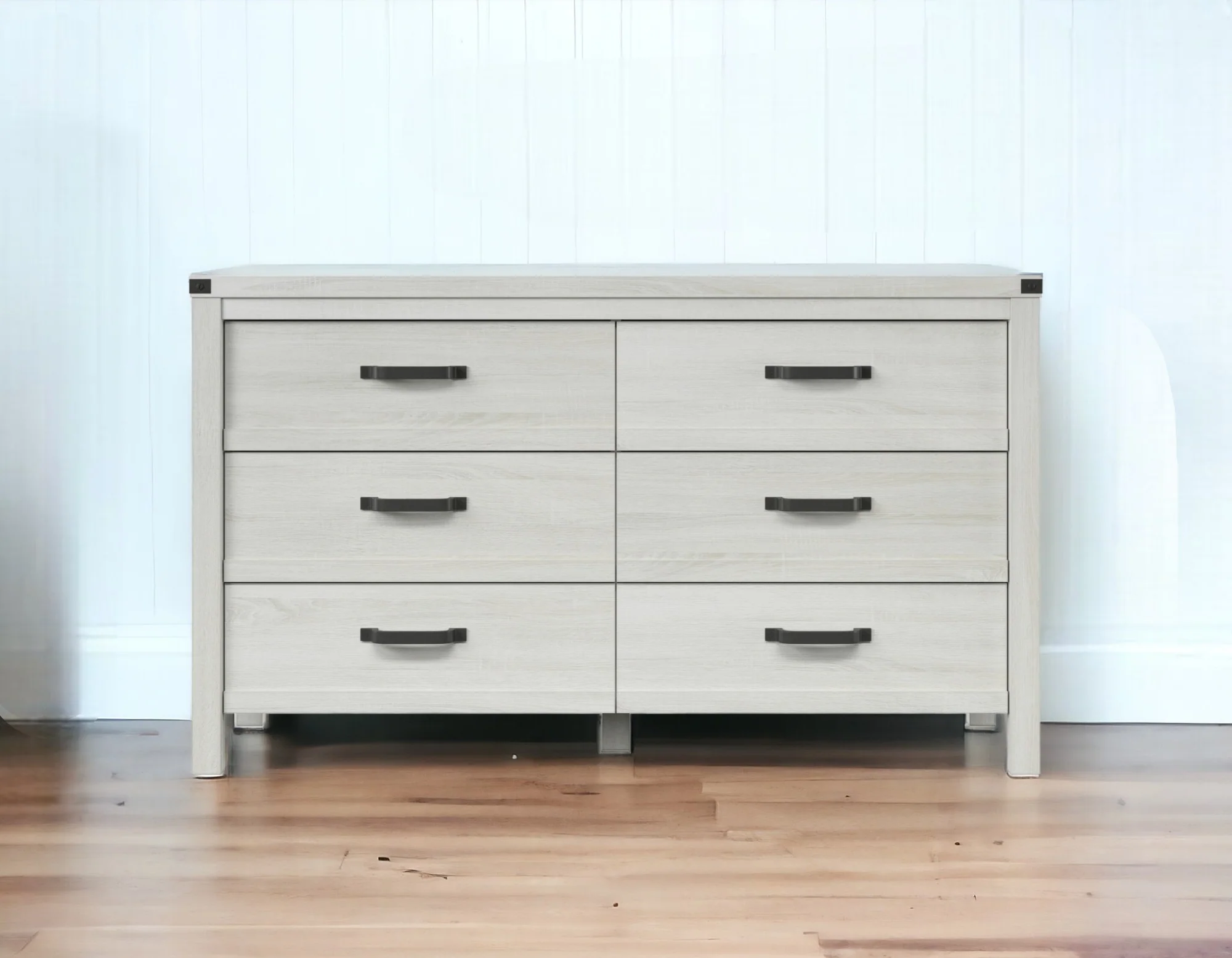 White Solid Wood Six Drawer Double Dresser By Homeroots