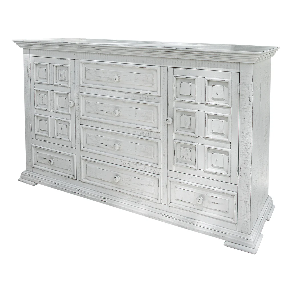 White Solid Wood Six Drawer Triple Dresser By Homeroots