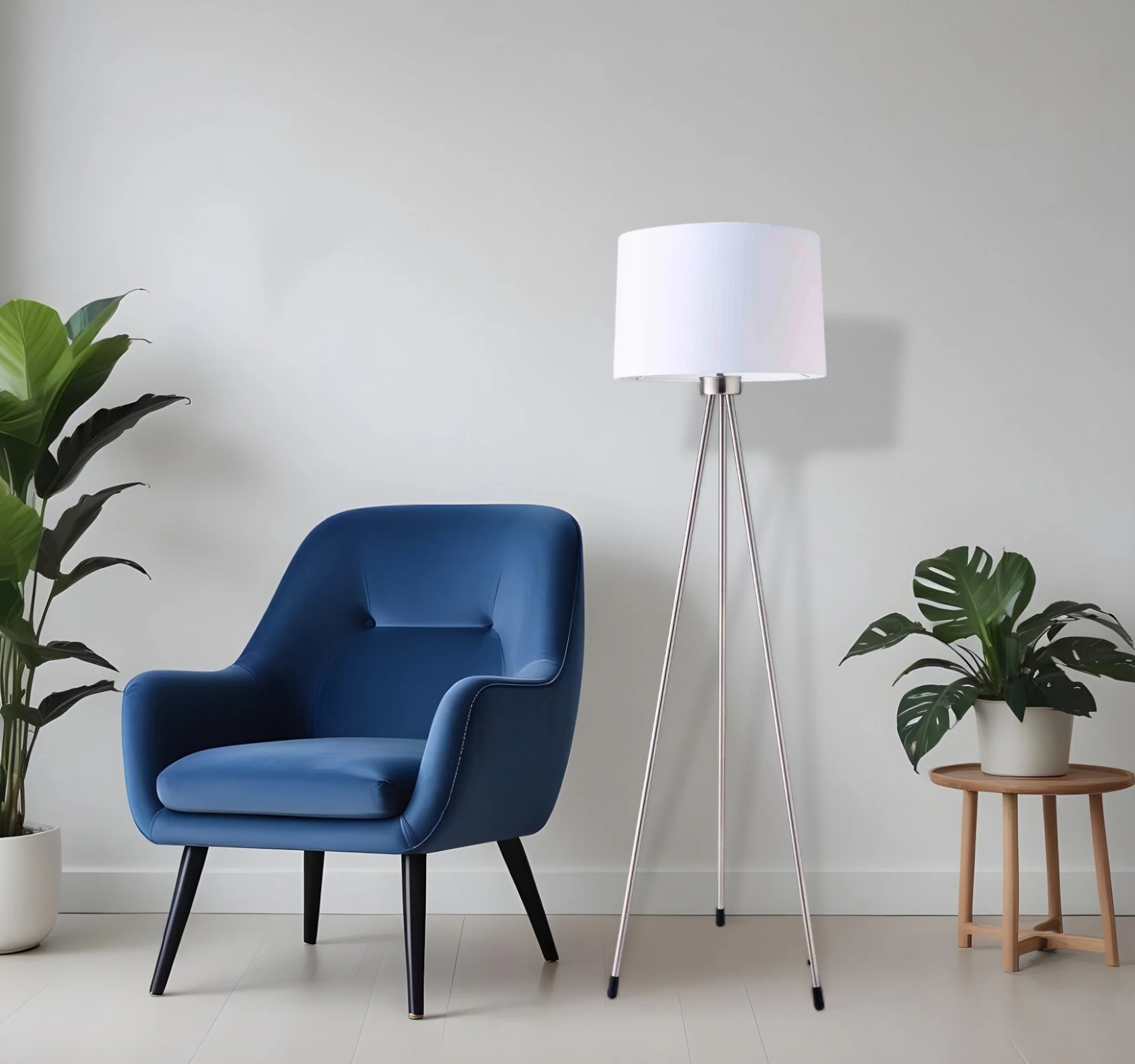 White Tripod Floor Lamp With White Drum Shade By Homeroots