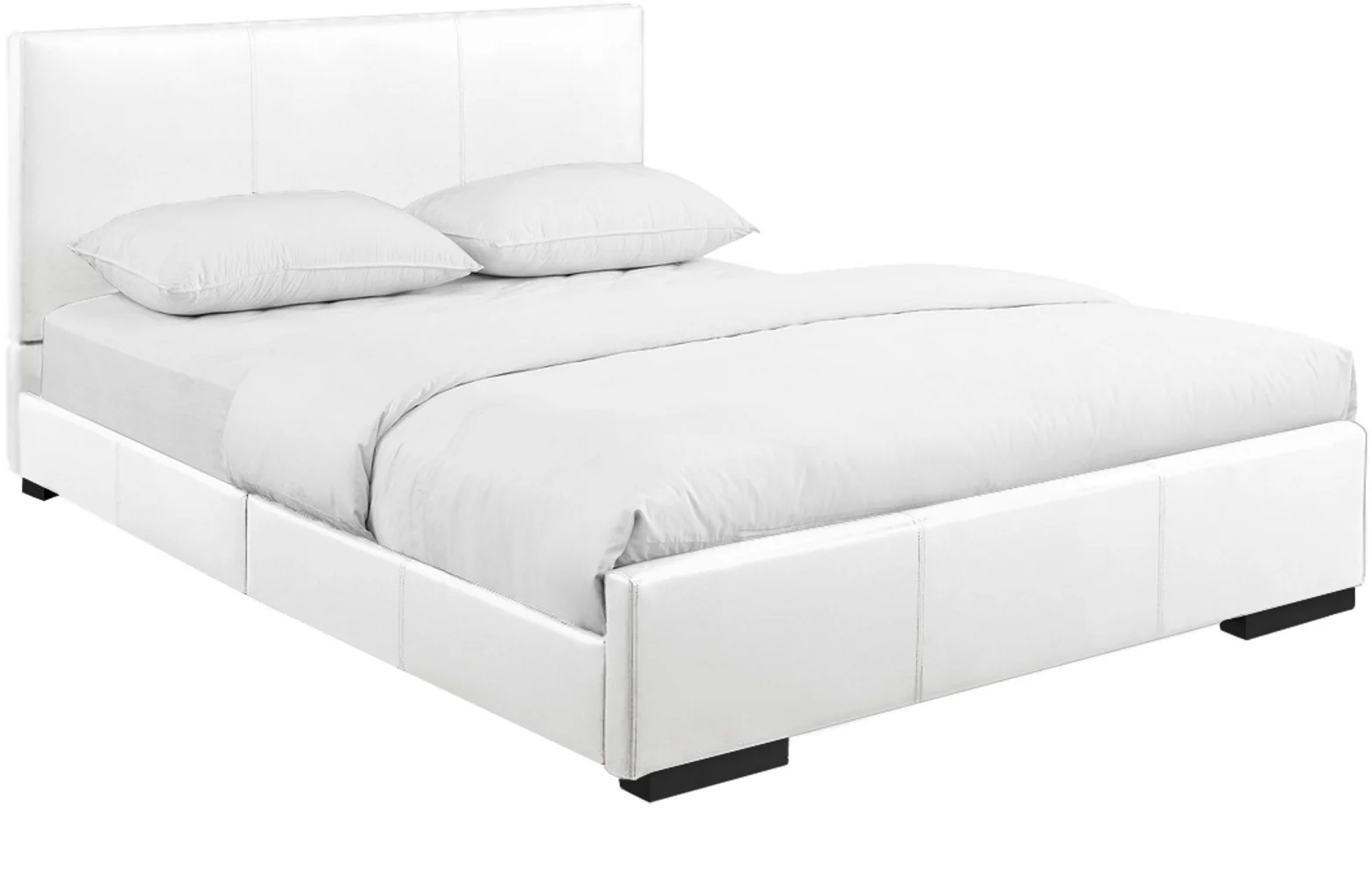 White Upholstered Full Platform Bed By Homeroots - Image 3
