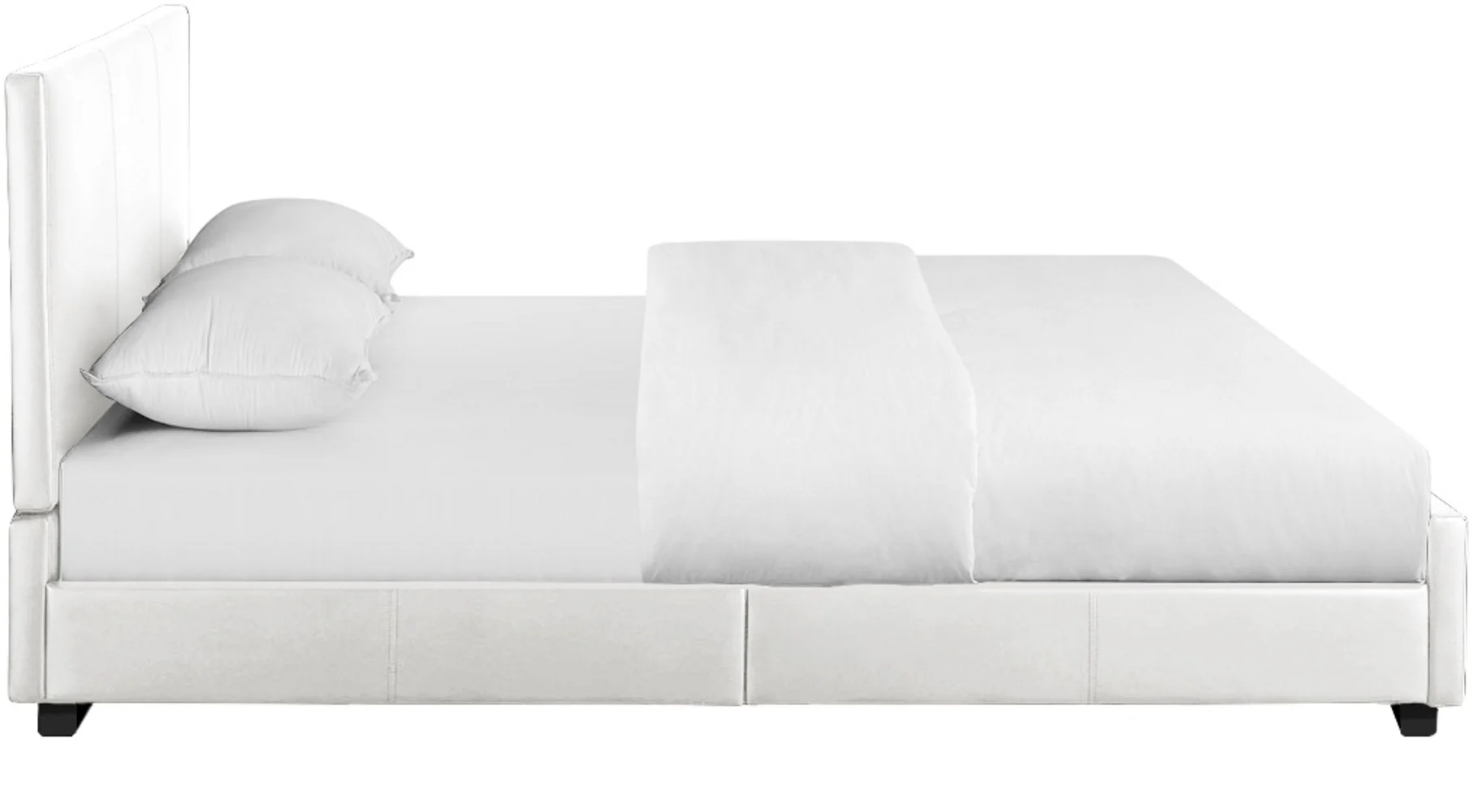 White Upholstered Full Platform Bed By Homeroots - Image 4