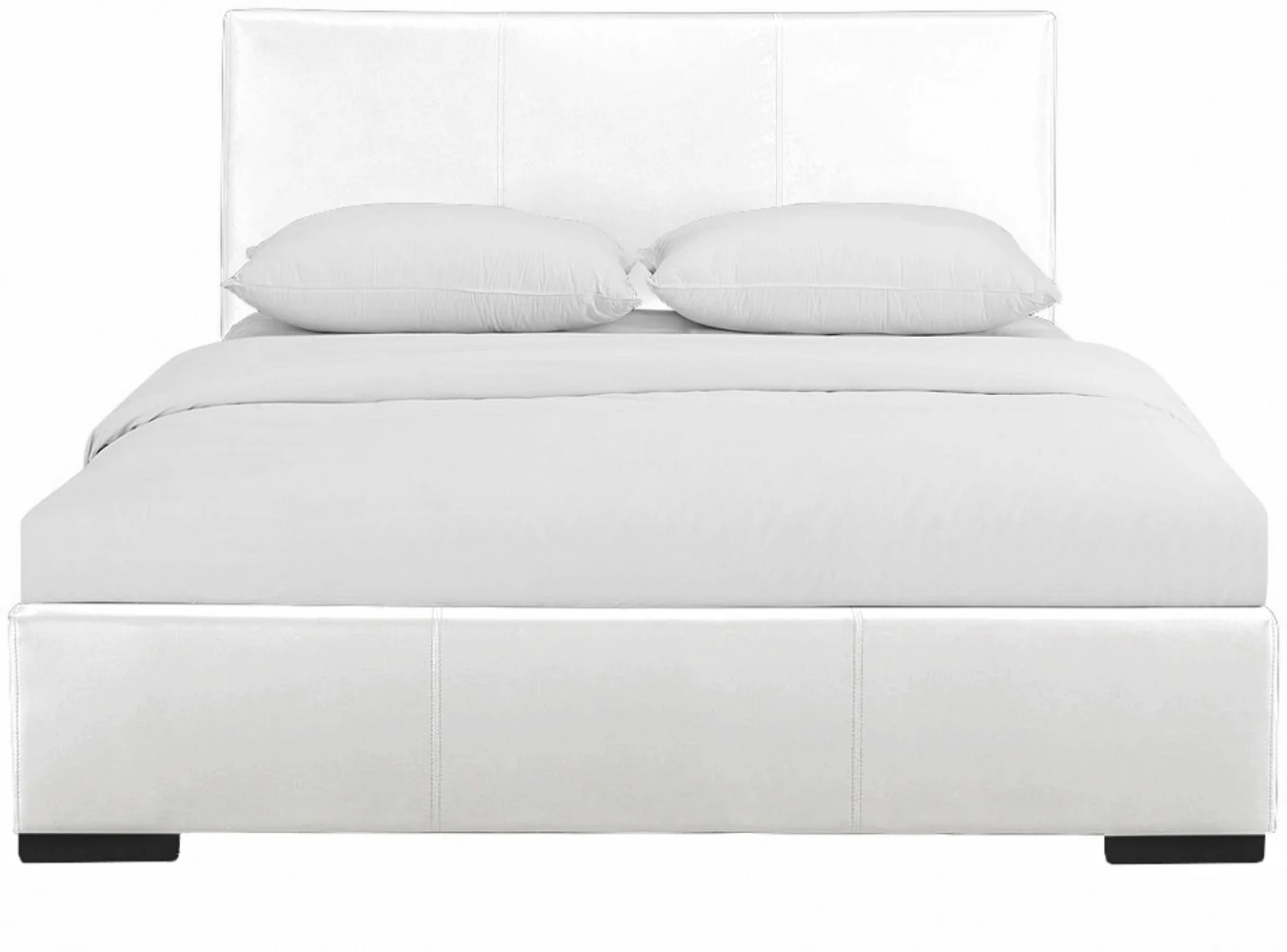 White Upholstered Queen Platform Bed By Homeroots - Image 2