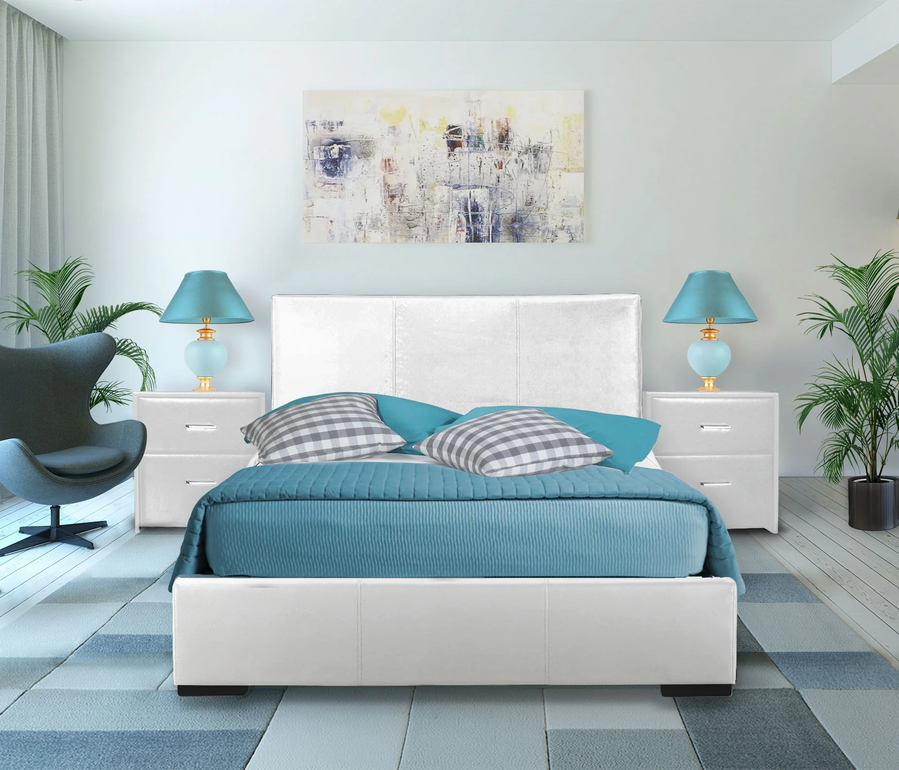 White Upholstered Twin Platform Bed By Homeroots