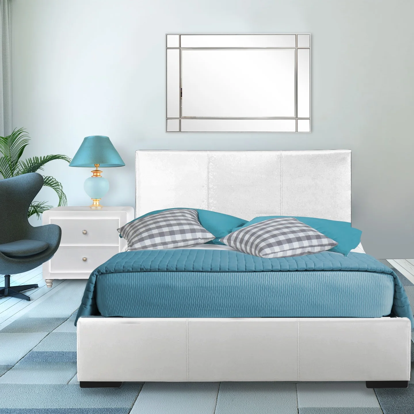 White Upholstered Twin Platform Bed With Nightstand By Homeroots