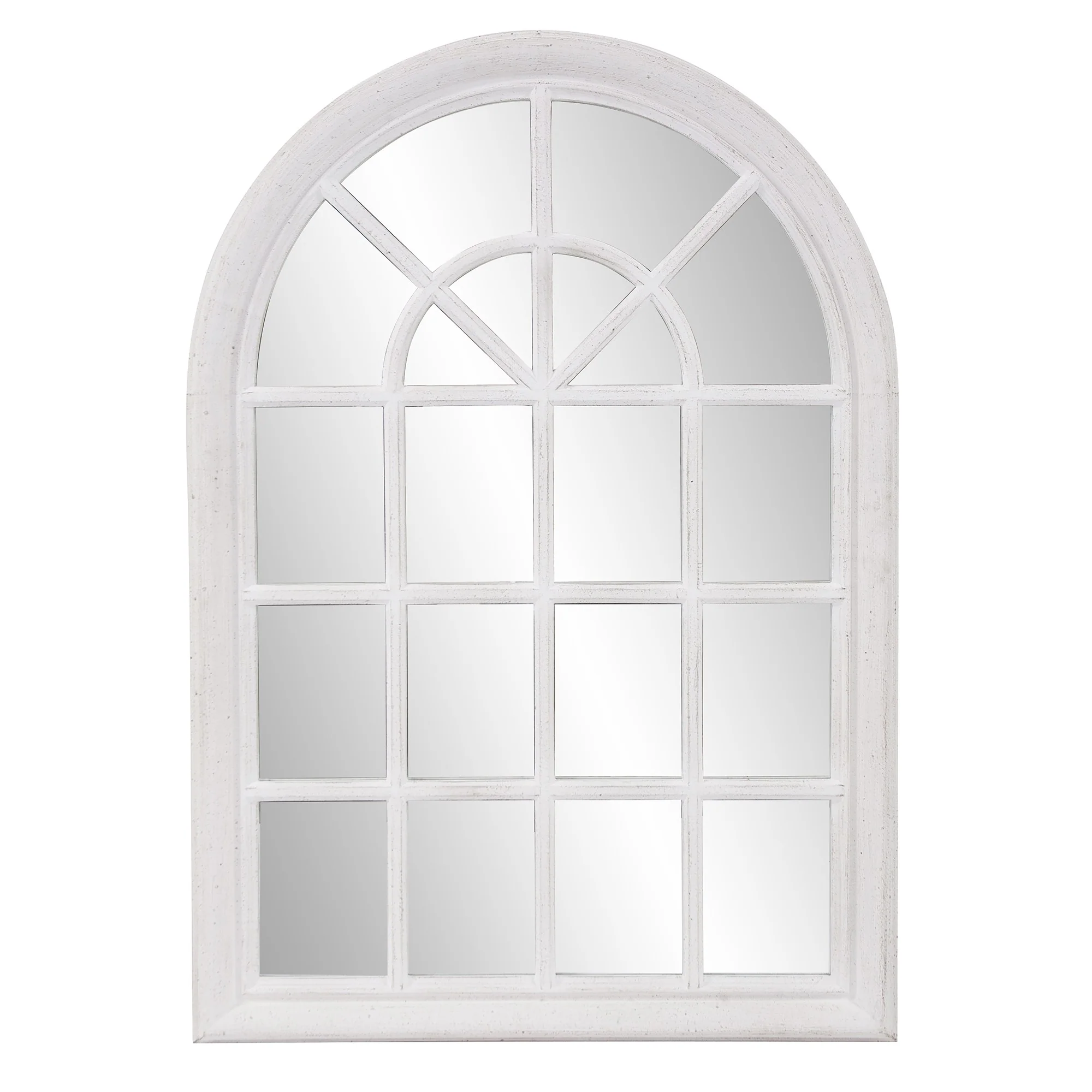 White Washed Mirror with Arched Panel Window Design By Homeroots