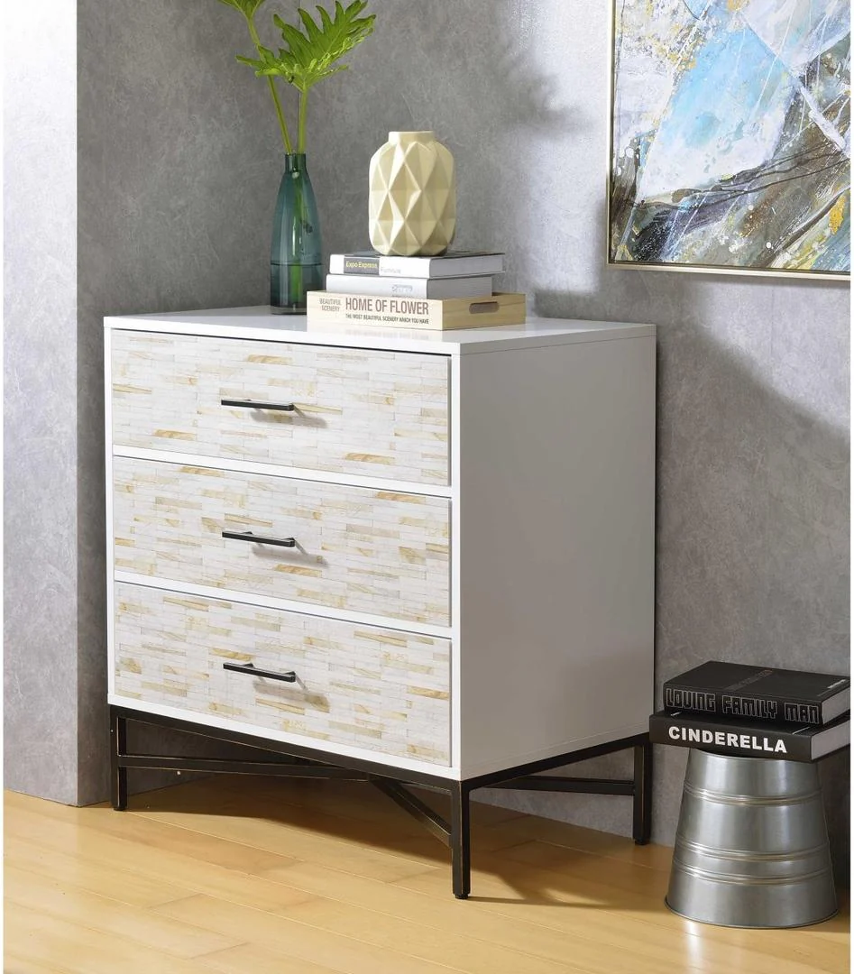 White Weathered Wood Pattern Nightstand By Homeroots