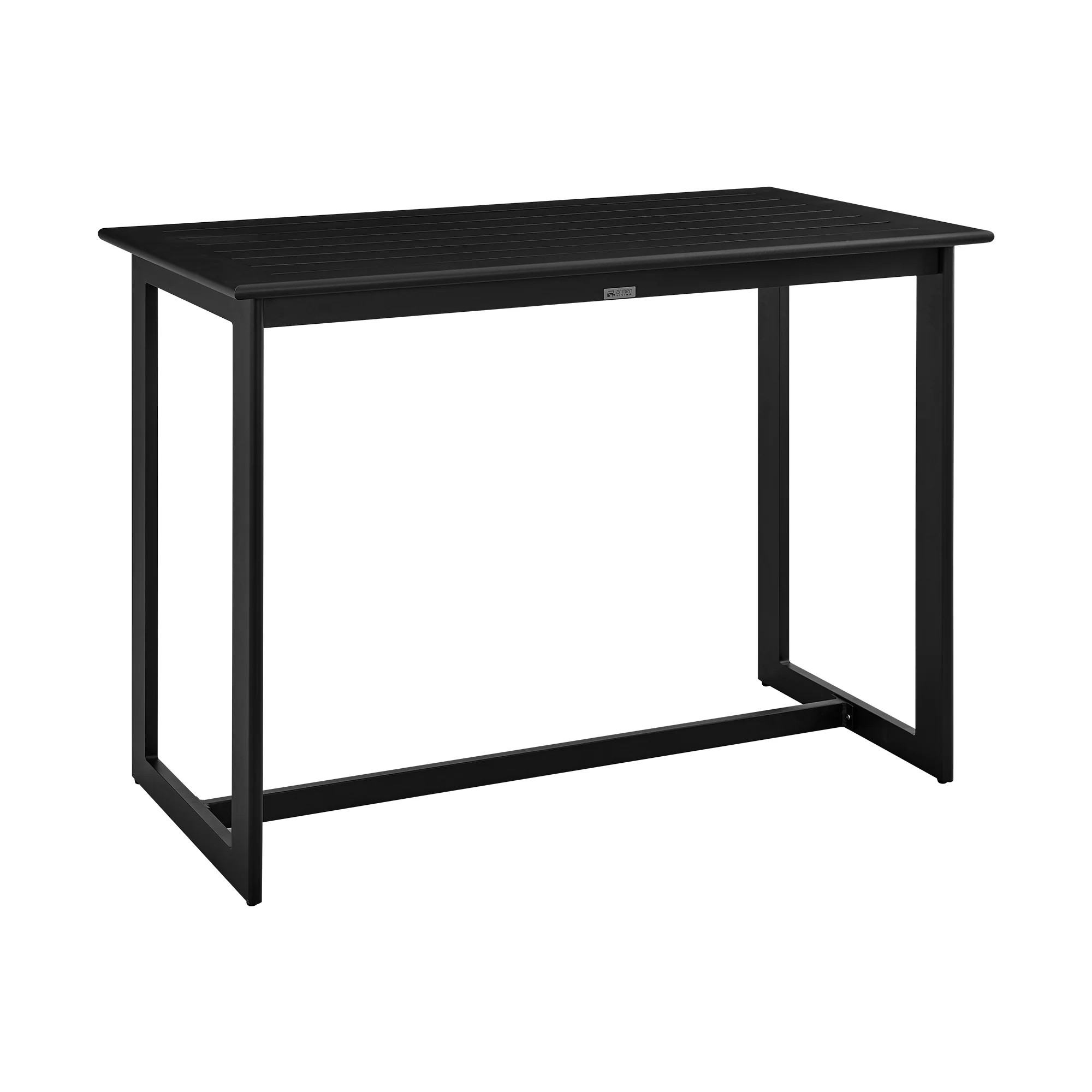 Wiglaf Outdoor Patio 5-Piece Bar Table Set in Aluminum with Grey Cushions By Armen Living - Image 6