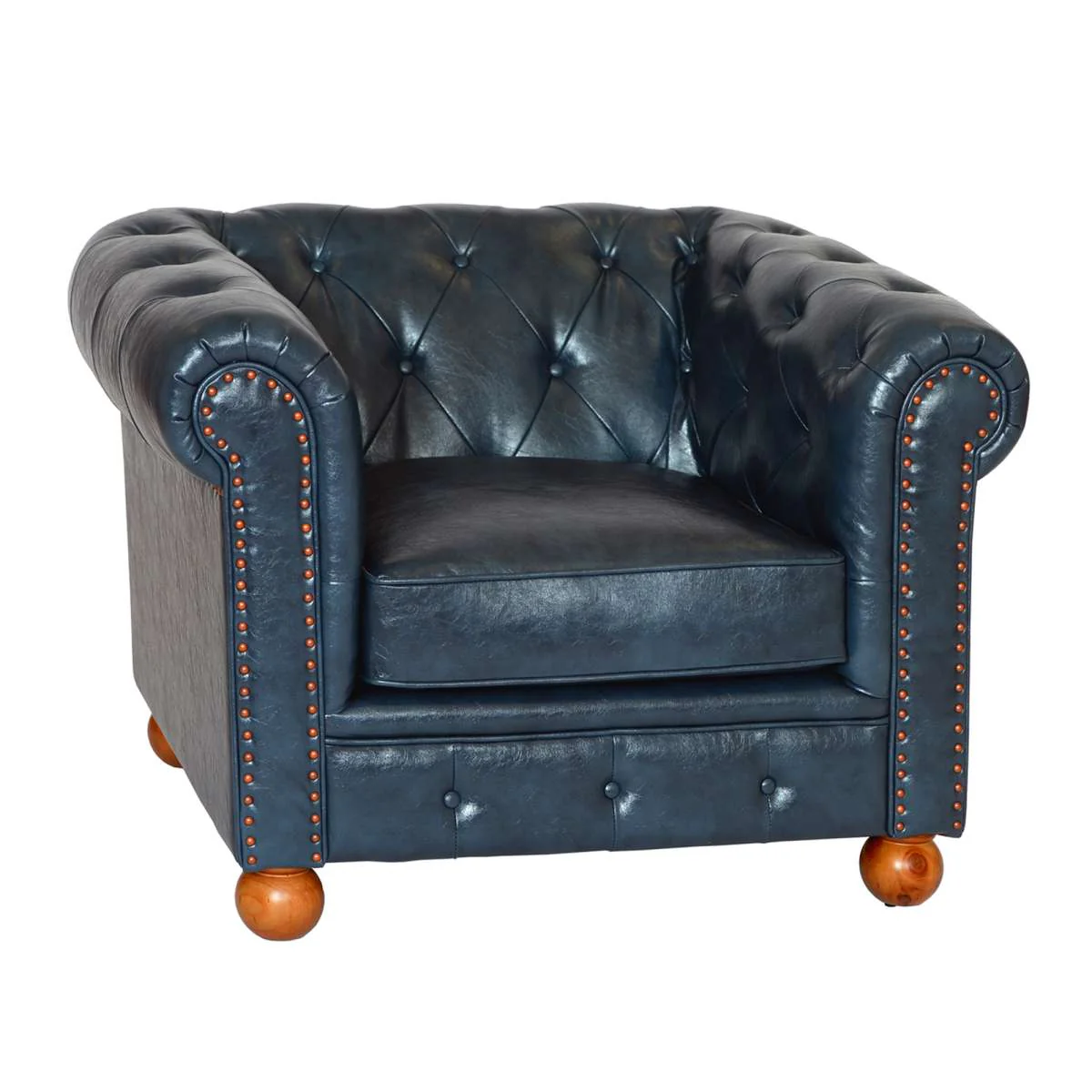 Winston Antique Blue Bonded Leather Sofa Chair By Armen Living