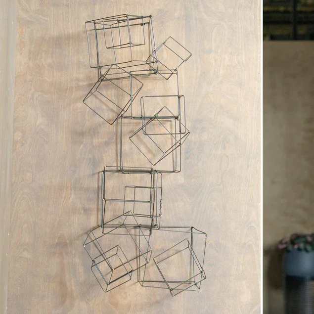 Wire Cube Sculpture By Gold Leaf Design Group