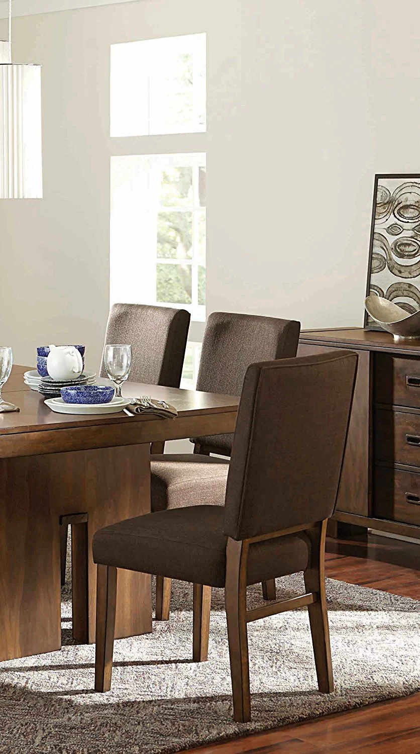 Wood & Fabric Dining Side Chair With Comfortable Padding, Set Of 2 By Benzara
