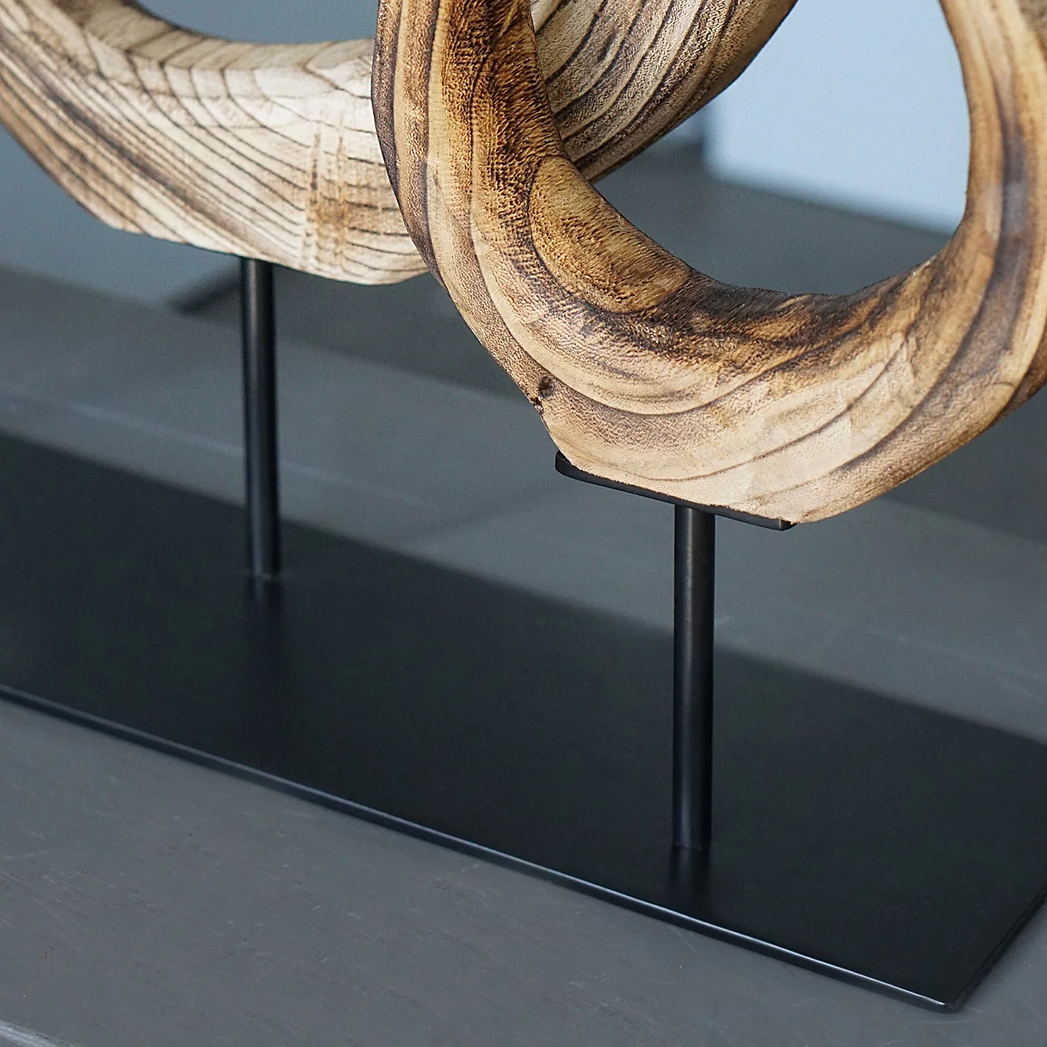 Wood Ring Sculpture x3 on Stand By Gold Leaf - Image 4
