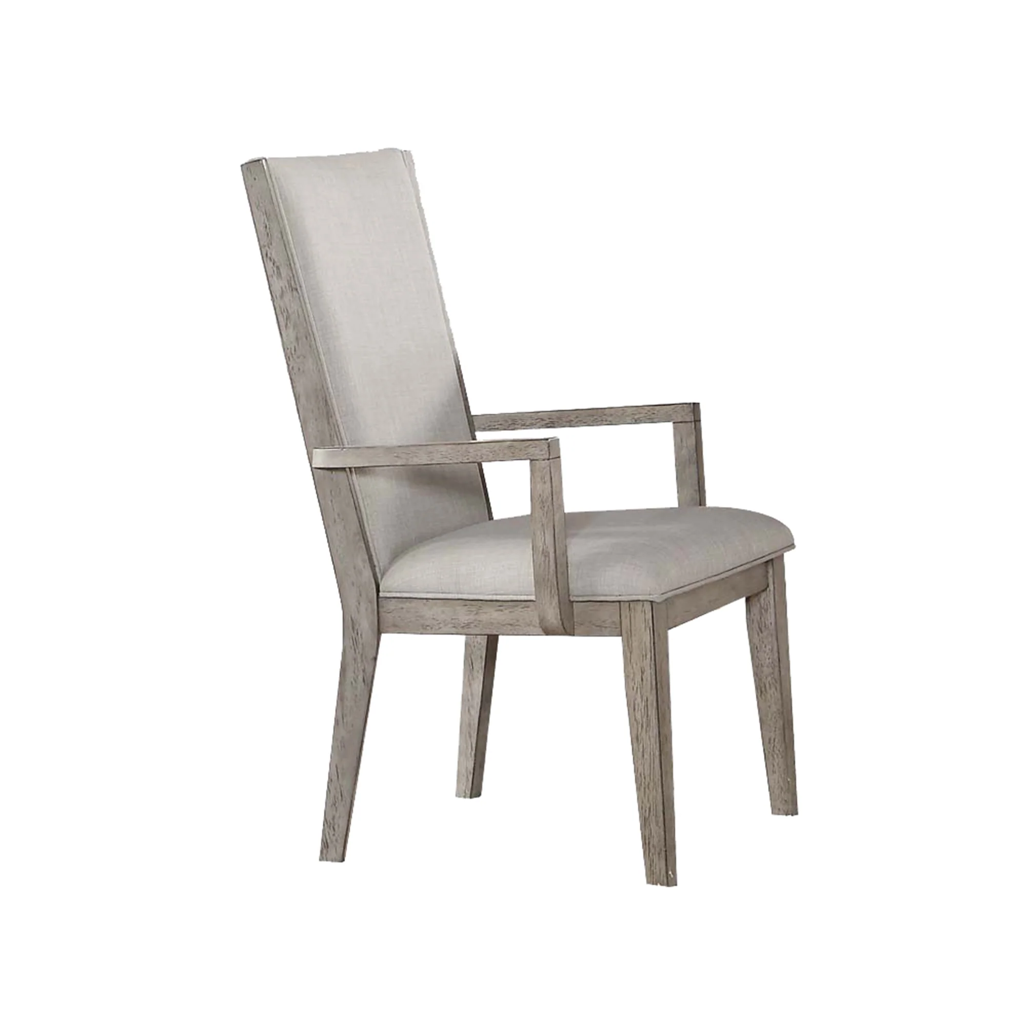 Wooden Arm Chairs With Fabric Padded Seat And High Backrest, Gray, Set Of Two By Benzara