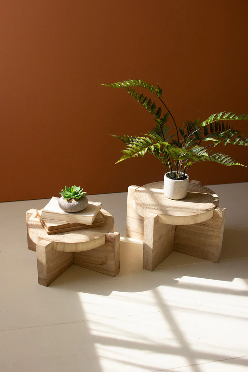 Wooden Display Stools Set Of 2 By Kalalou - Image 3