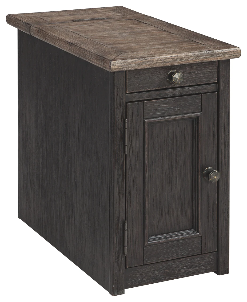 Wooden End Table with 2 USB Charging Ports, Brown By Benzara