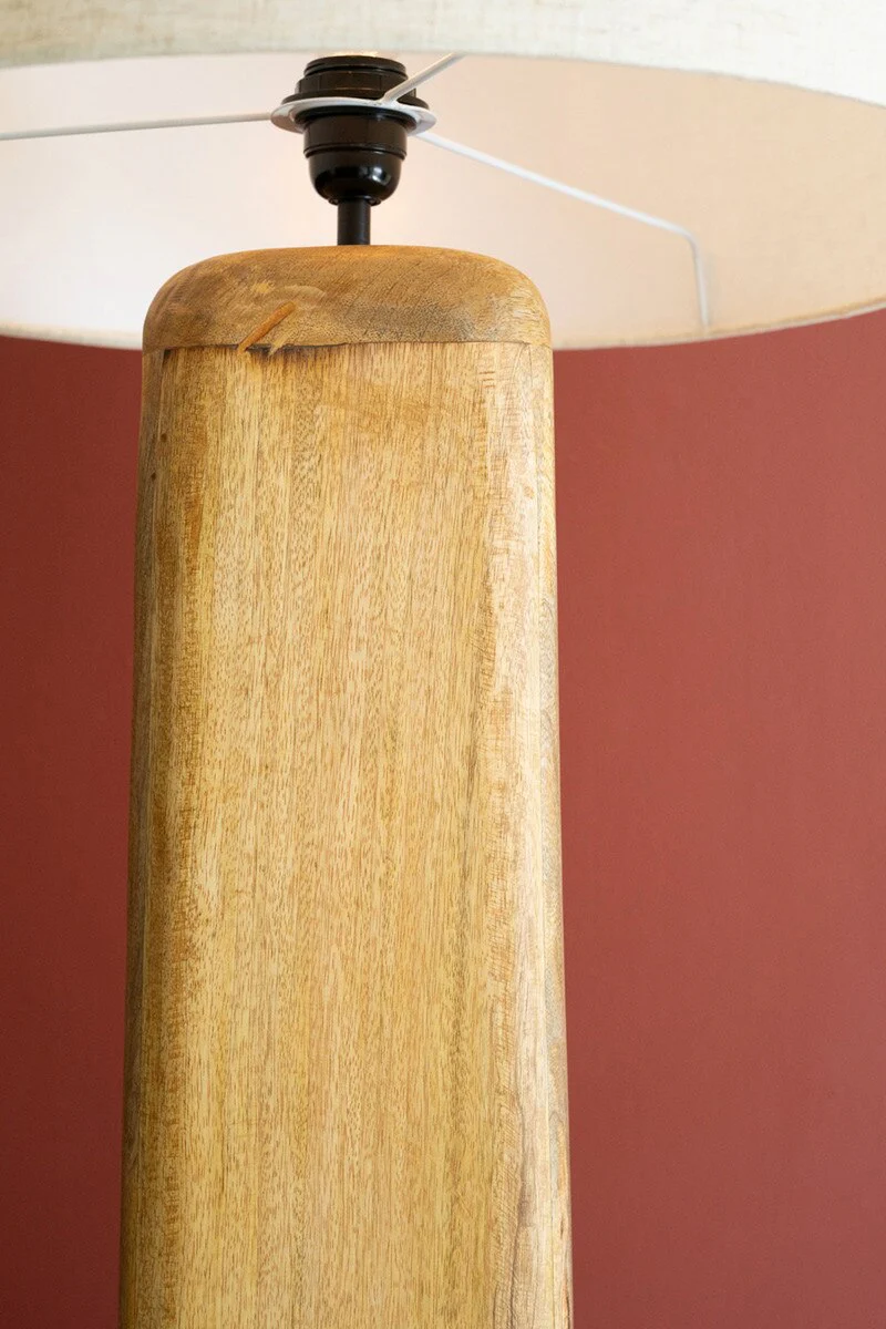 Wooden Floor Lamp  With Fabric Shade By Kalalou - Image 2